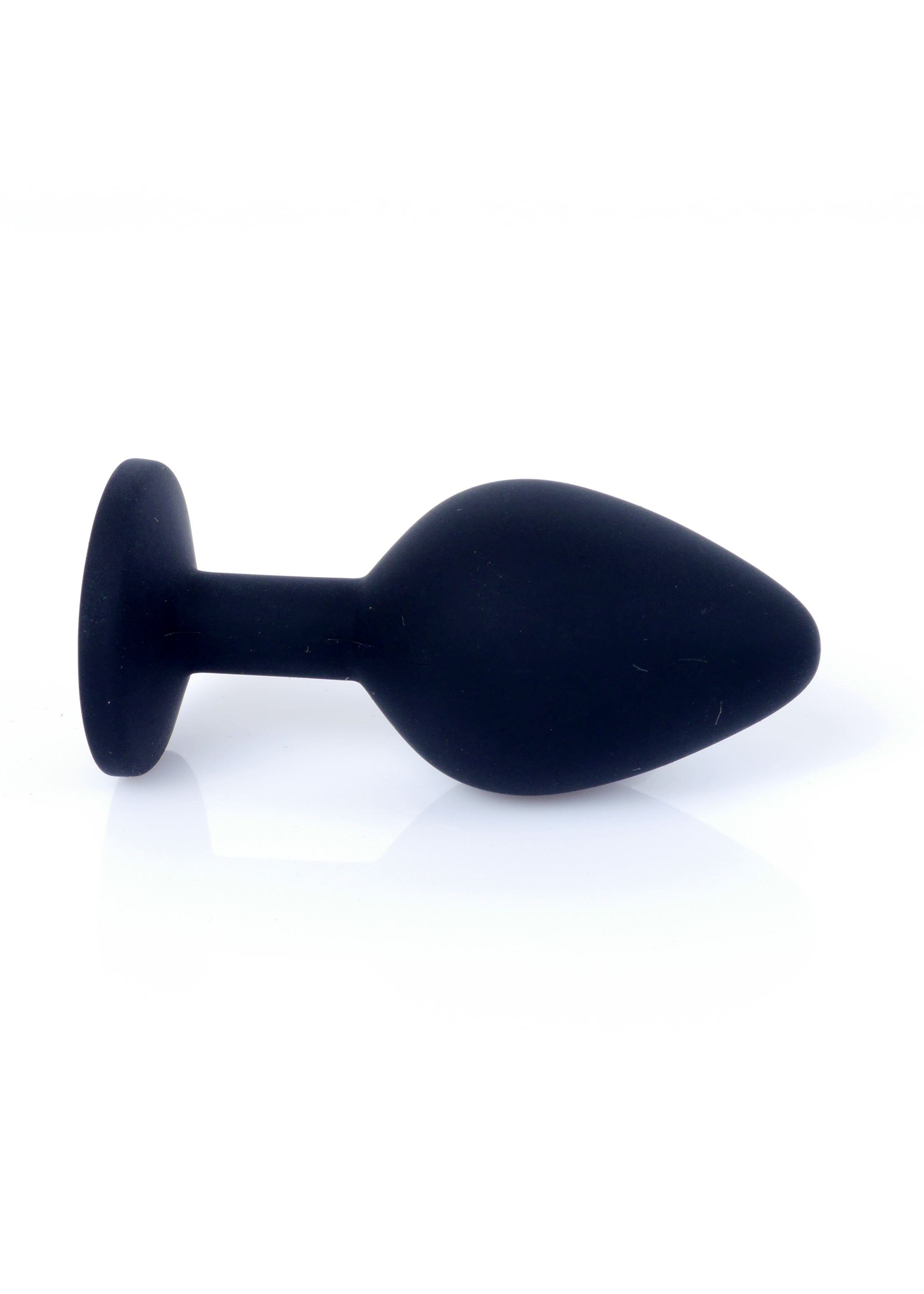 Анальная пробка черная с камнем Plug-Jewellery Black Silicon PLUG Medium- Pink Diamond
