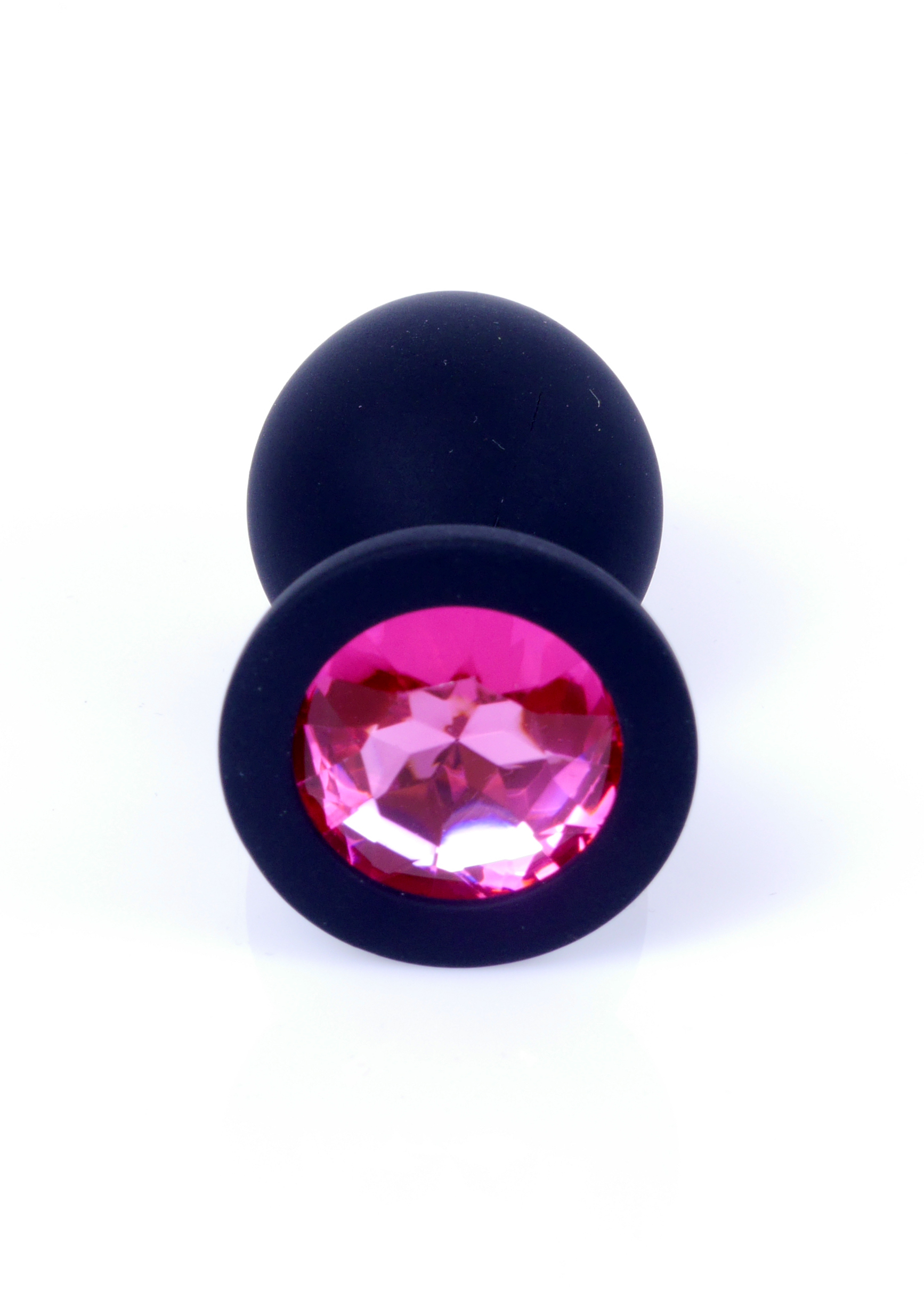 Анальная пробка черная с камнем Plug-Jewellery Black Silicon PLUG Medium- Pink Diamond