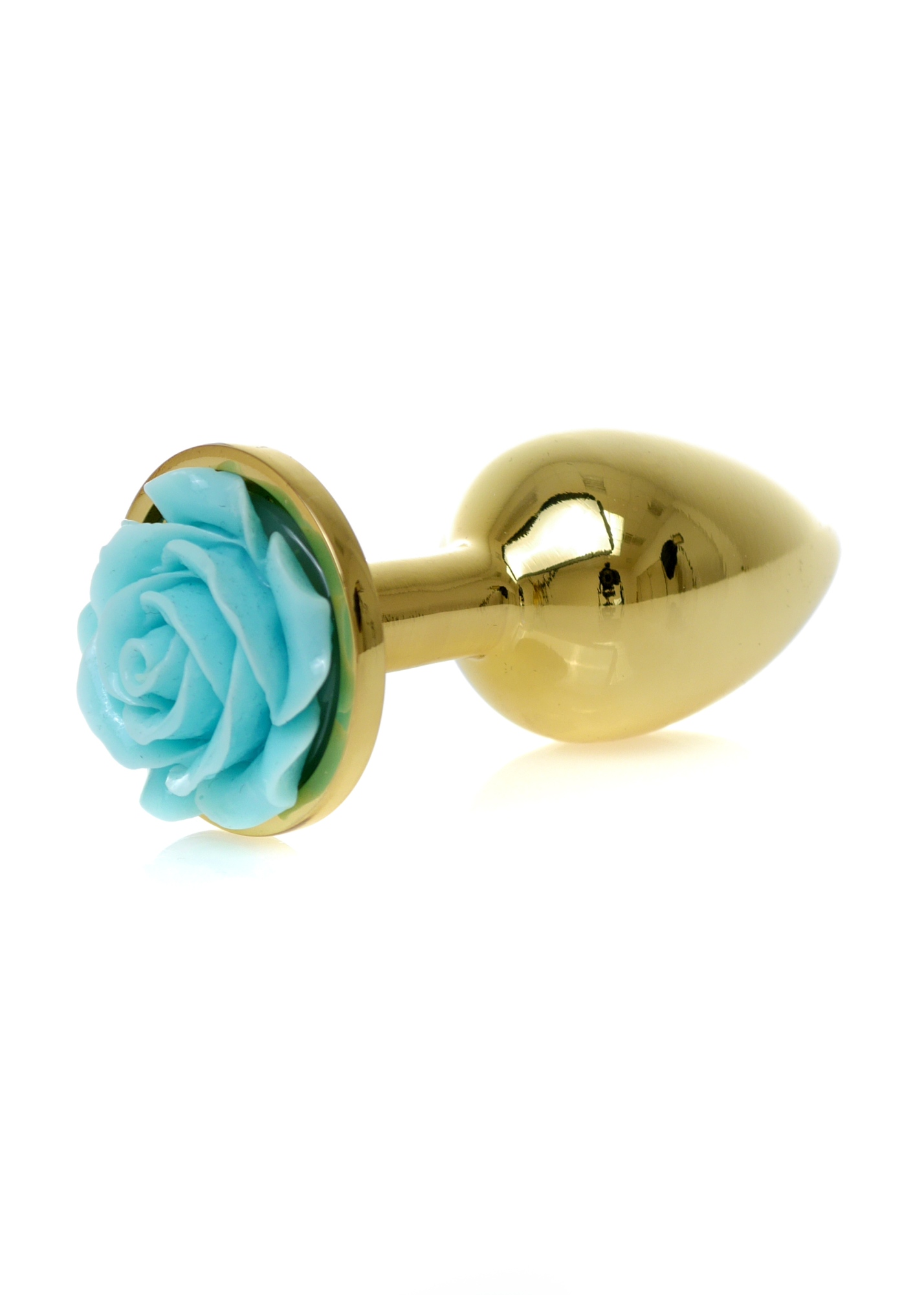 Анальна пробка з блакитною трояндою Plug-Jewellery Gold PLUG ROSE- Light Blue