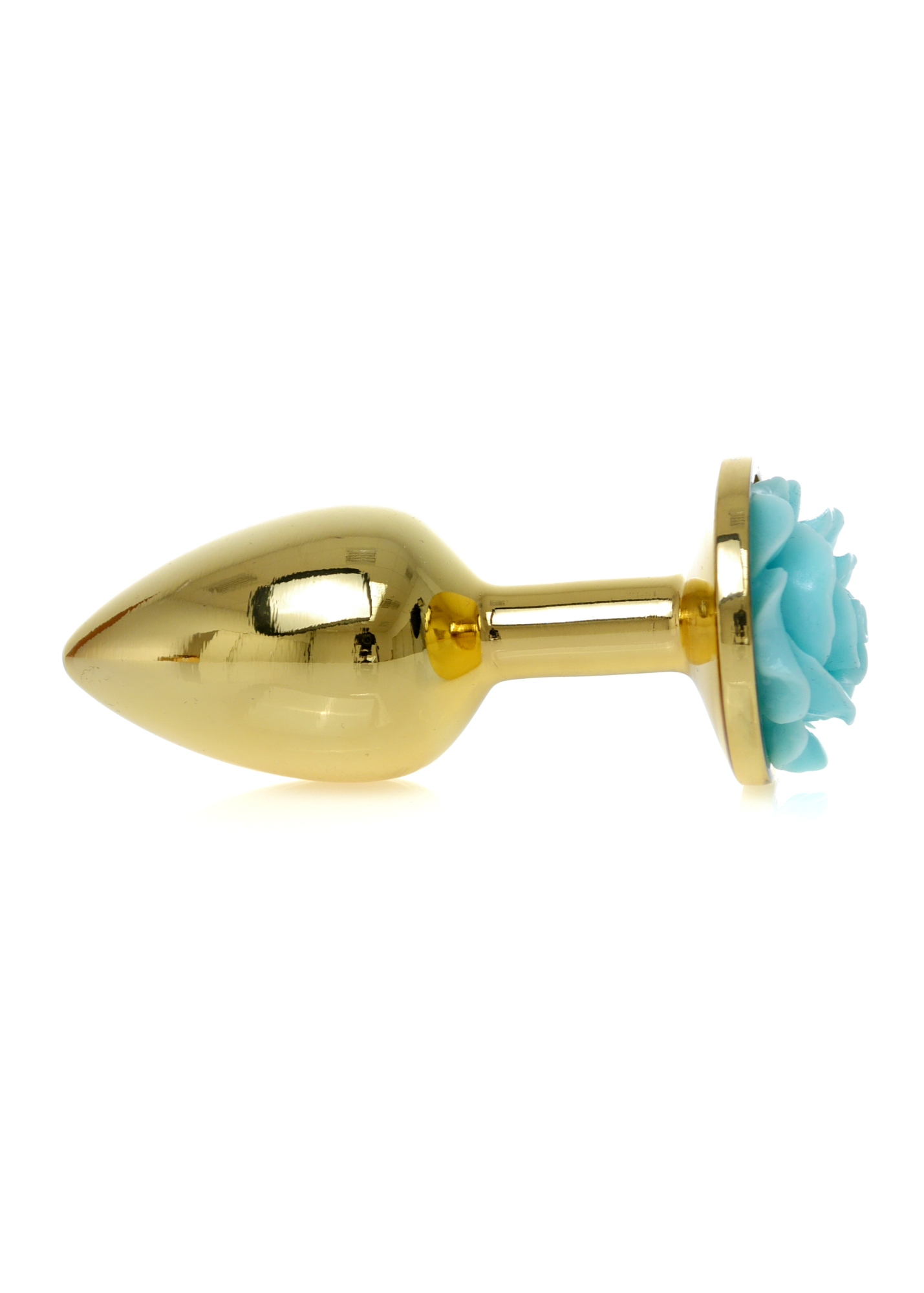 Анальна пробка з блакитною трояндою Plug-Jewellery Gold PLUG ROSE- Light Blue