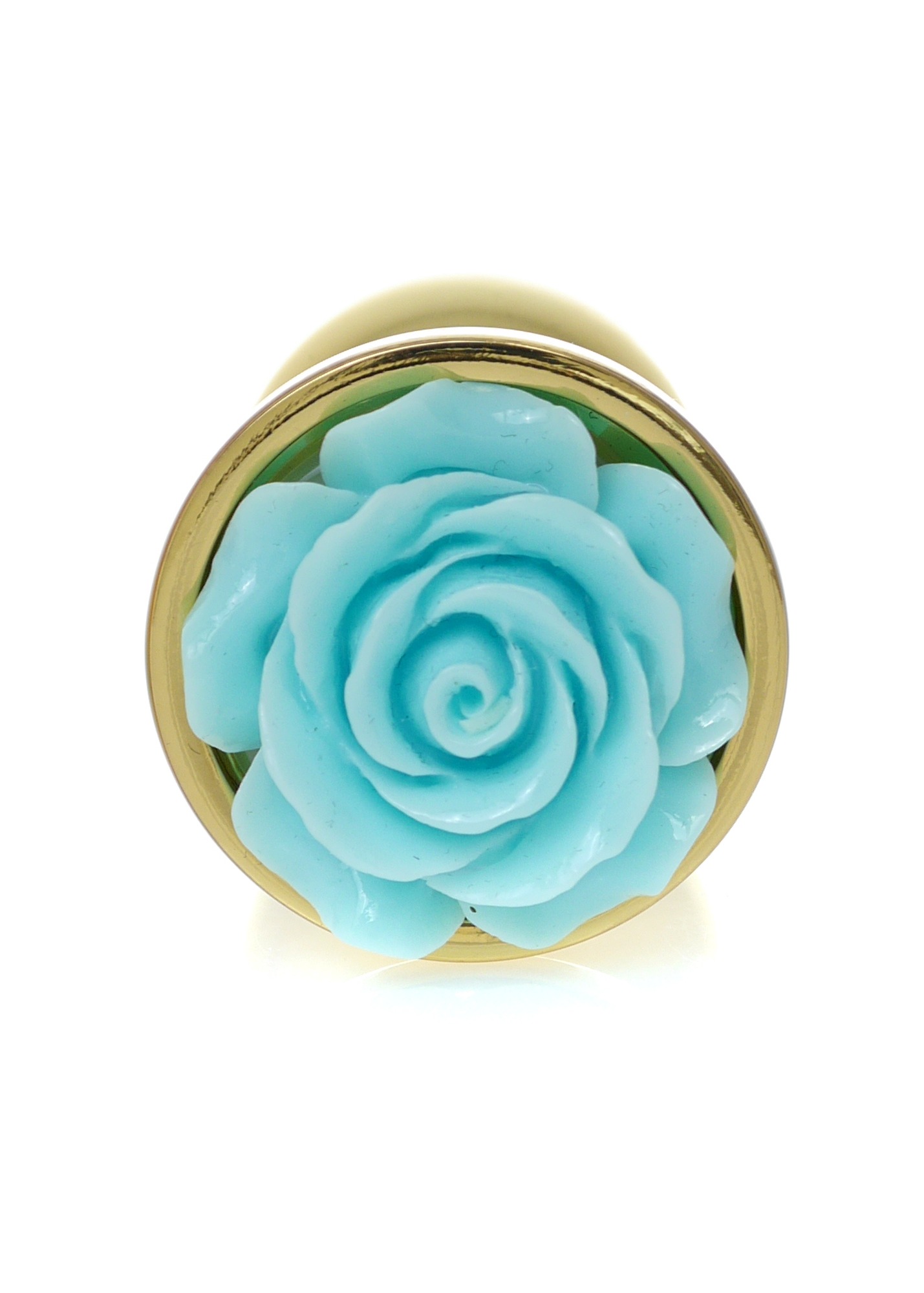 Анальна пробка з блакитною трояндою Plug-Jewellery Gold PLUG ROSE- Light Blue
