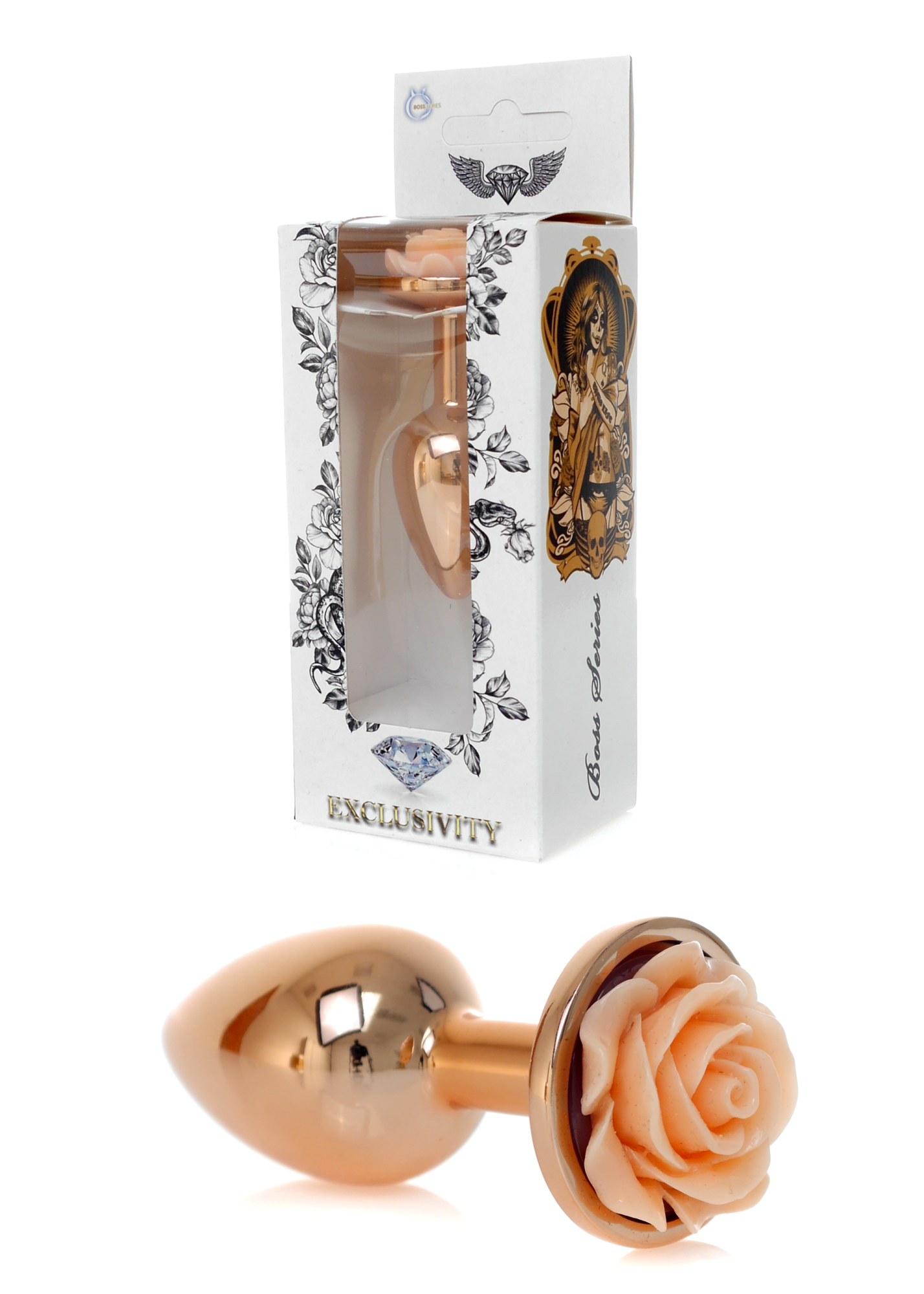Анальна пробка з помаранчевою трояндочкою Plug-Jewellery Red Gold PLUG ROSE-Peach