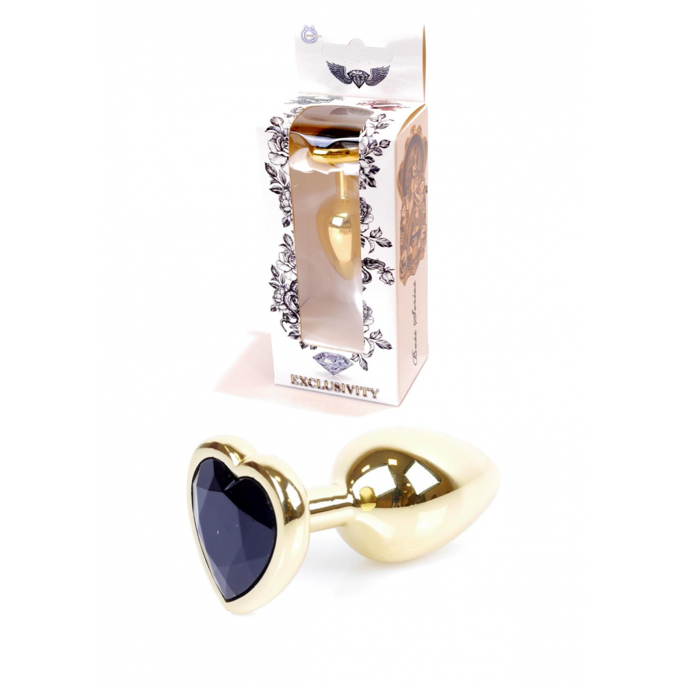 Анальна пробка з каменем у формі серця Black Jewellery
