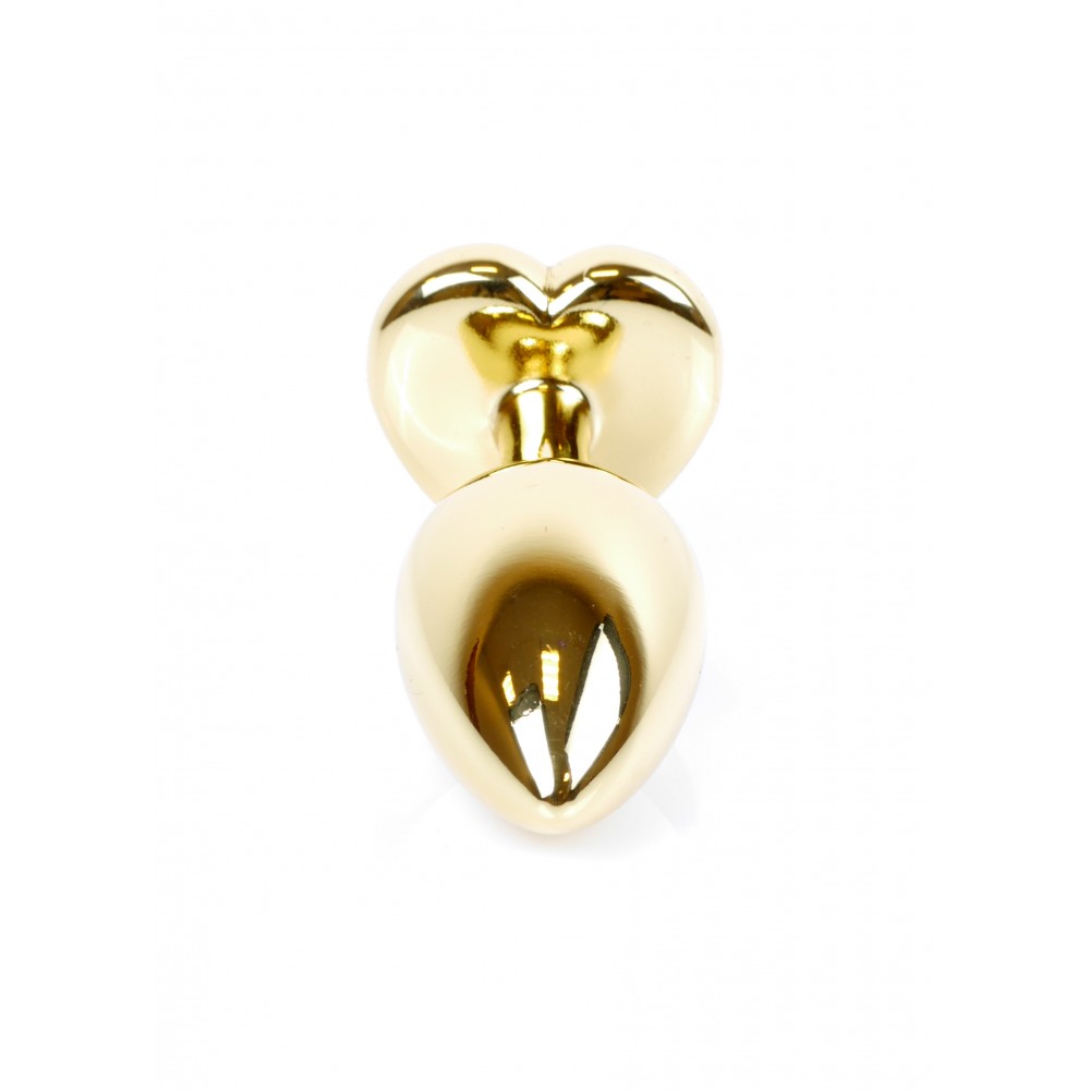 Анальная металлическая золотая пробка с камнем в форме сердца Синий S Jewellery