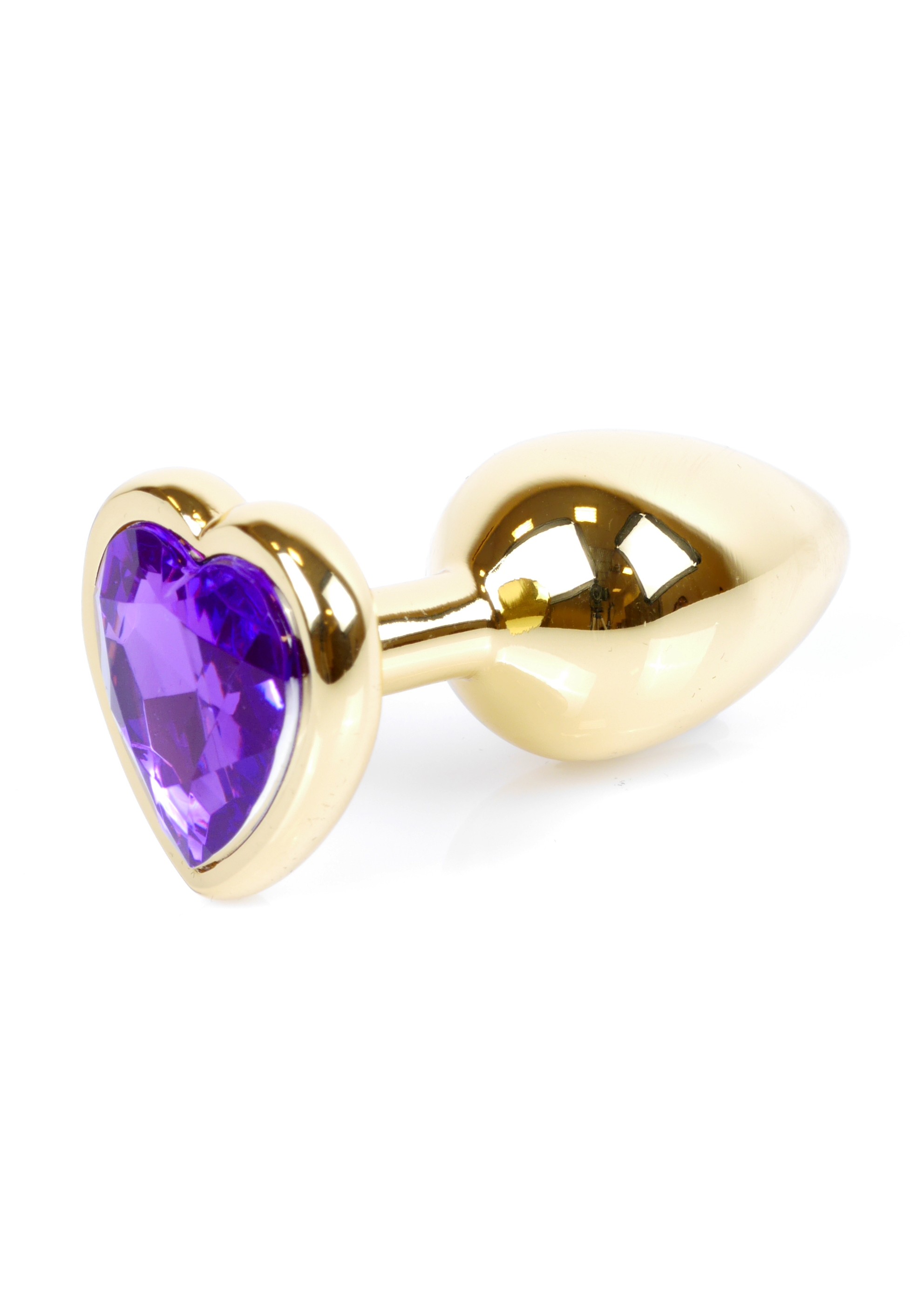 Анальная пробка с фиолетовым камнем, сердце Jewellery