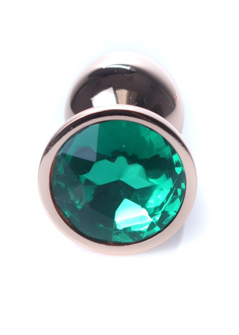 Анальна золота пробка з каменем зеленого кольору Jewellery