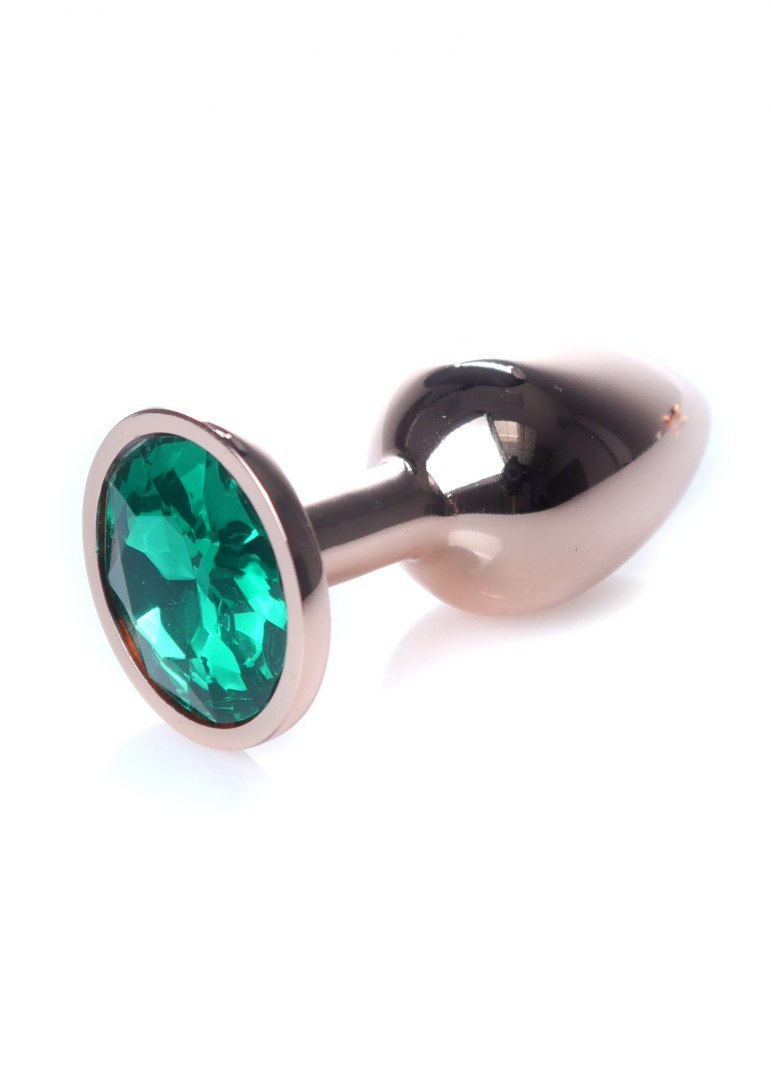 Анальна золота пробка з каменем зеленого кольору Jewellery