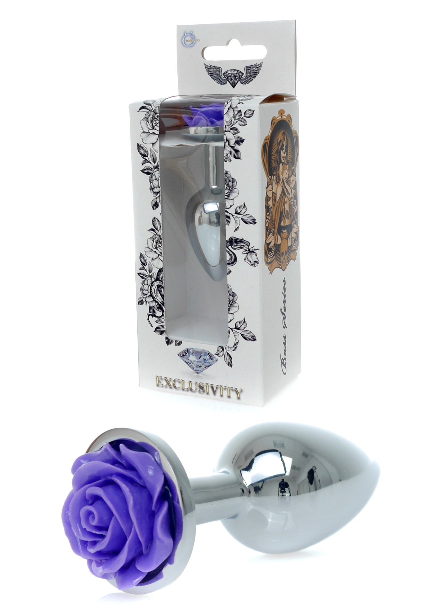 Анальний плаг з каменем у вигляді троянди, фіолетовий Jewellery