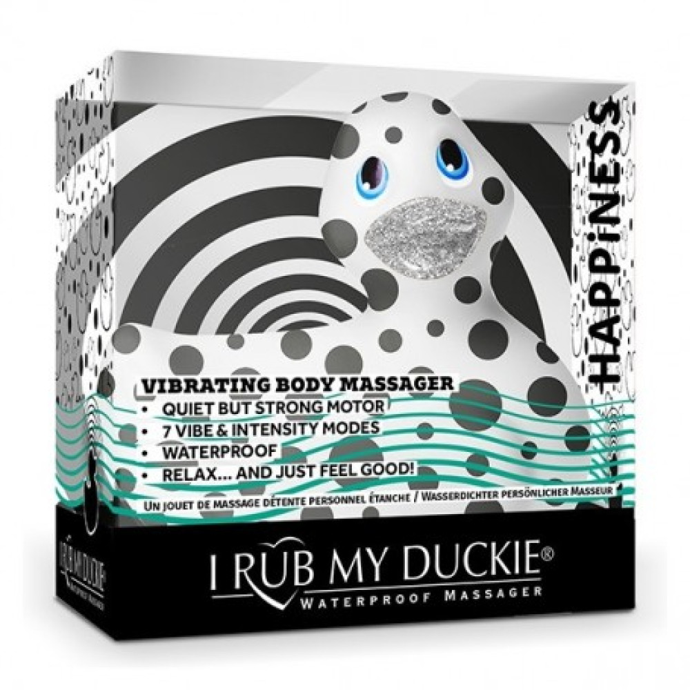 Качка-вібратор I Rub My Duckie, біла в чорну крапку