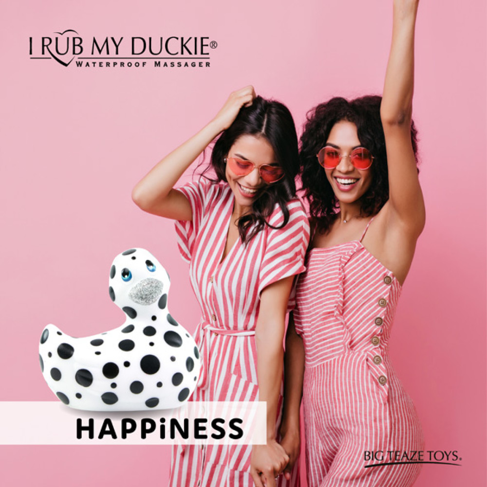 Уточка вибратор I Rub My Duckie белая в черный горох