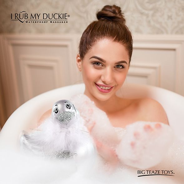 Вібратор качечка Big Teaze Toys Rub My Duckie, срібло