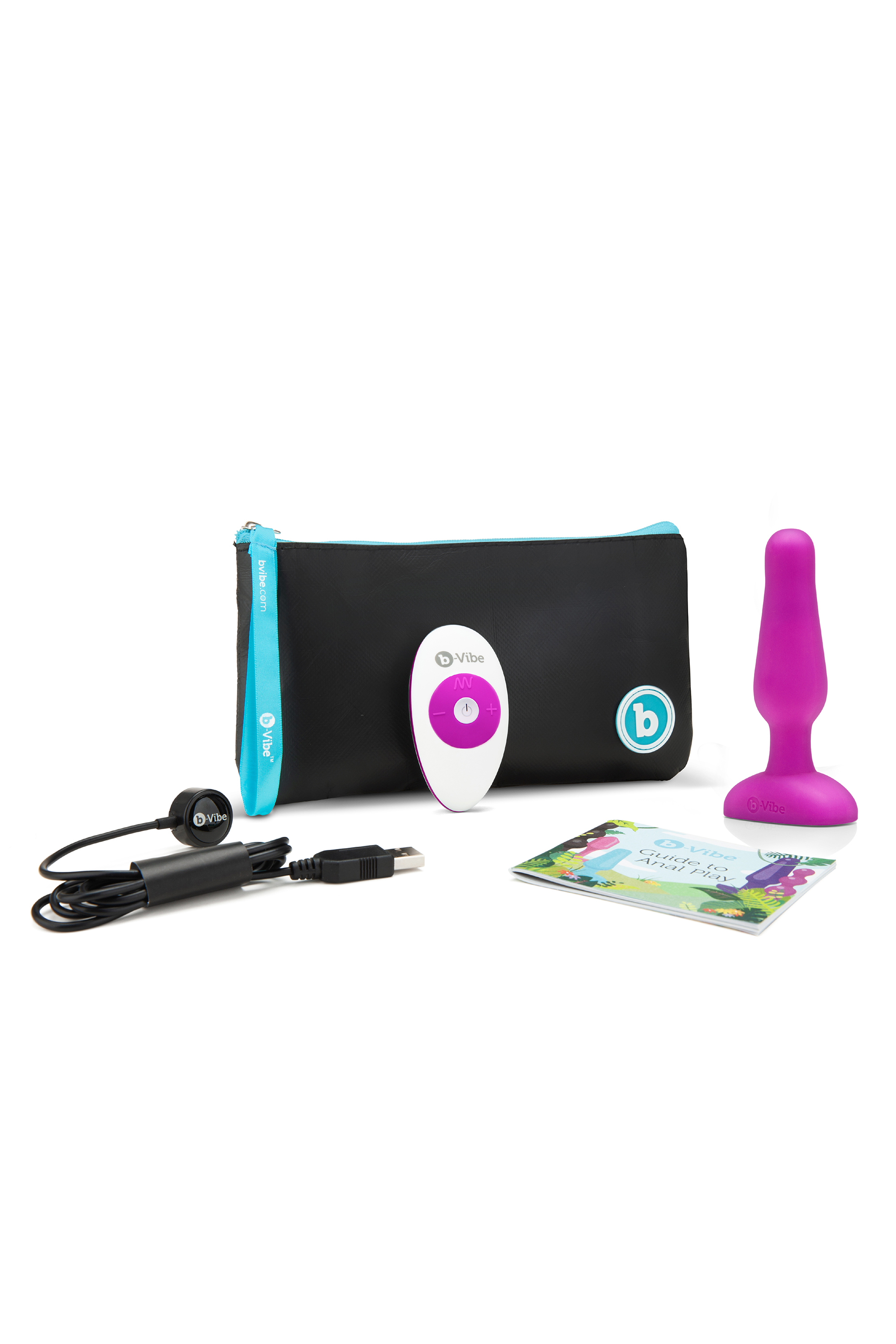 Анальна пробка з вібрацією b-Vibe Novice Plug Fuchsia, рожева