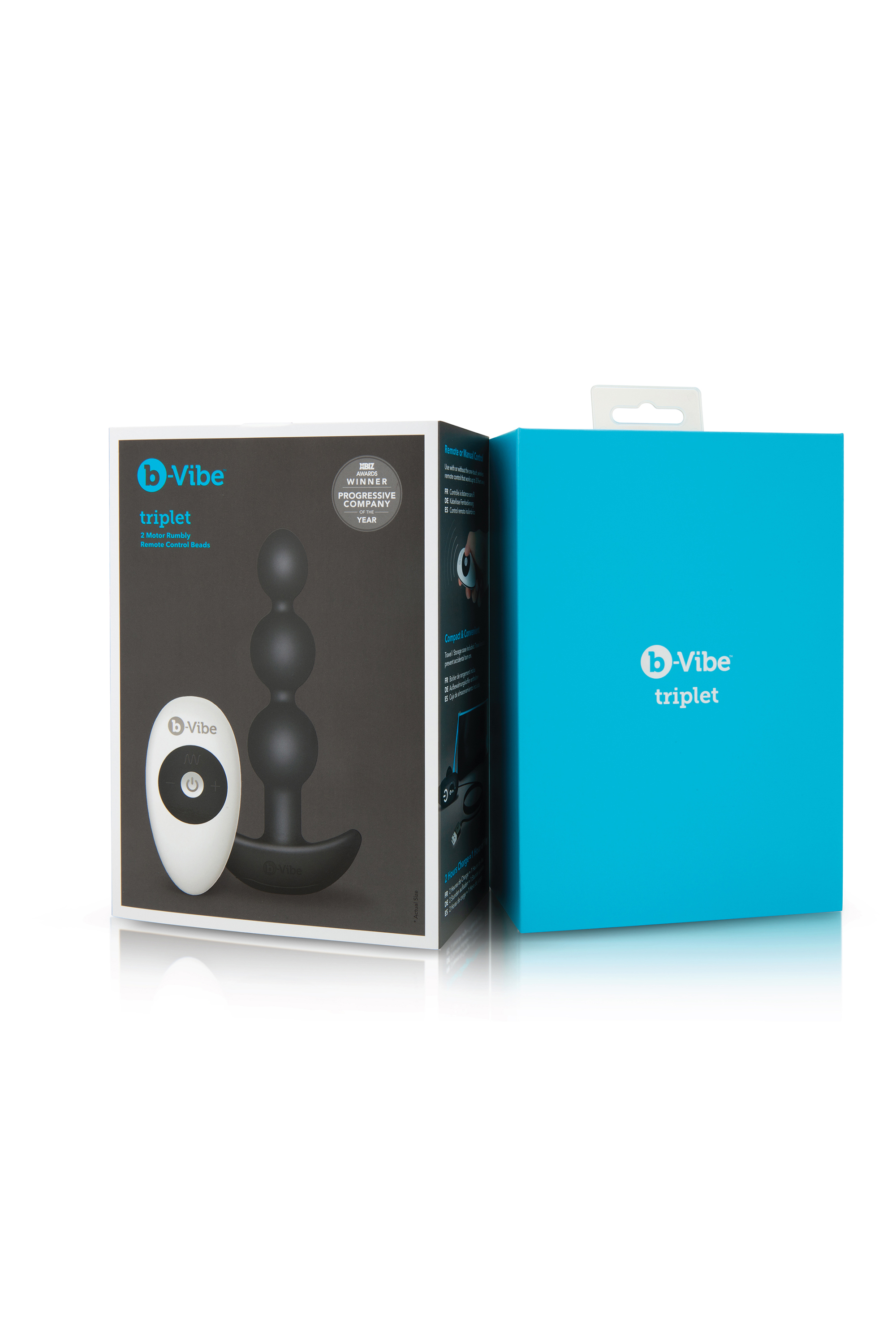 Анальні кульки з пультом, 2 мотори B-Vibe TRIPLET ANAL BEADS, чорні