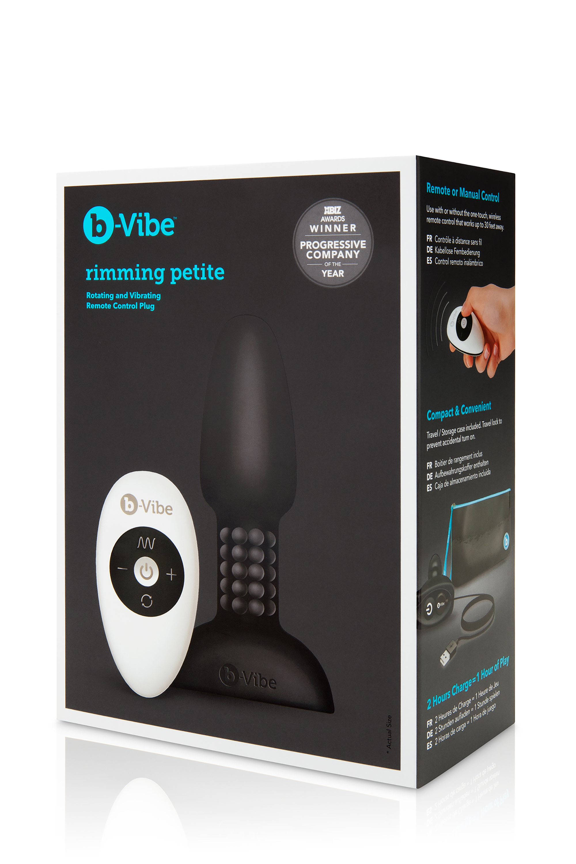 Анальна пробка з вібрацією і кульками, що обертаються Rimming Petite B-Vibe, з пультом, чорна