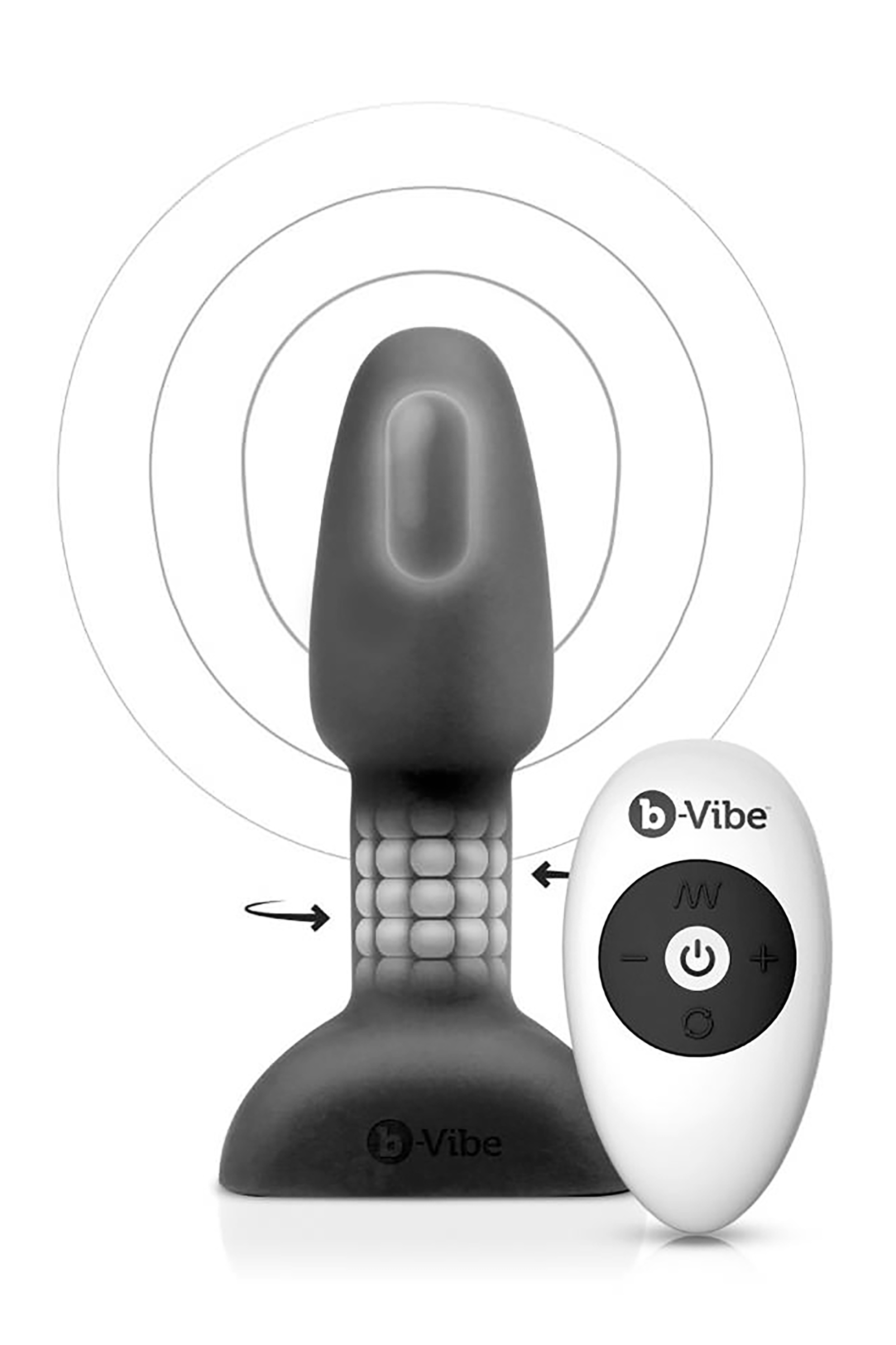 Анальна пробка з вібрацією і кульками, що обертаються Rimming Petite B-Vibe, з пультом, чорна