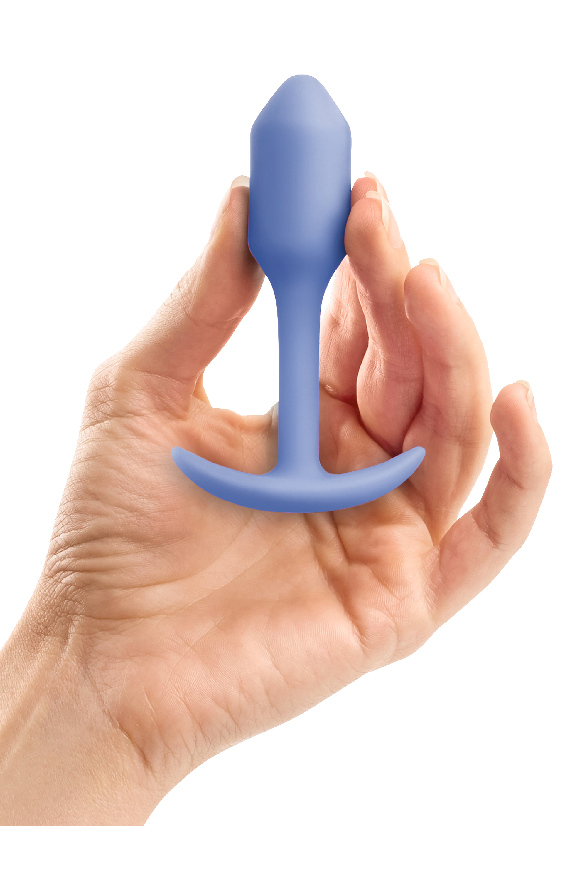 Анальная пробка со смещенным центром тяжести, S, B-vibe Snug Plug 1 фиолетовая, 8.6 х 2.2 см