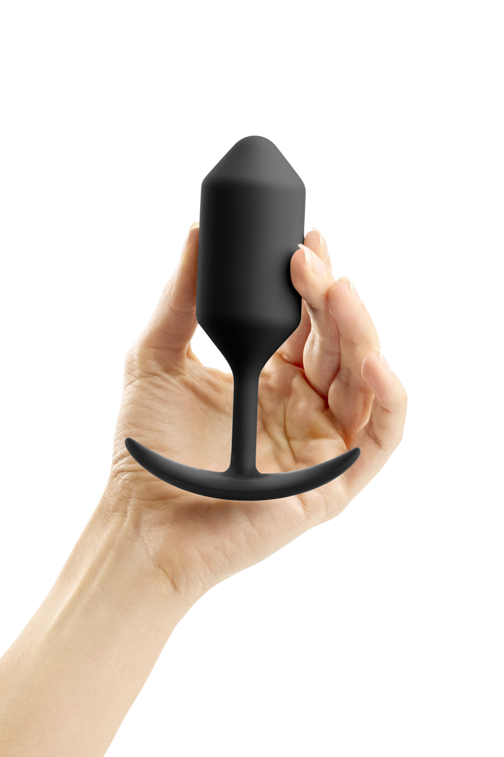 Анальна пробка із зміщеним центром ваги Snug Plug 3 B-Vibe, силіконова, чорна