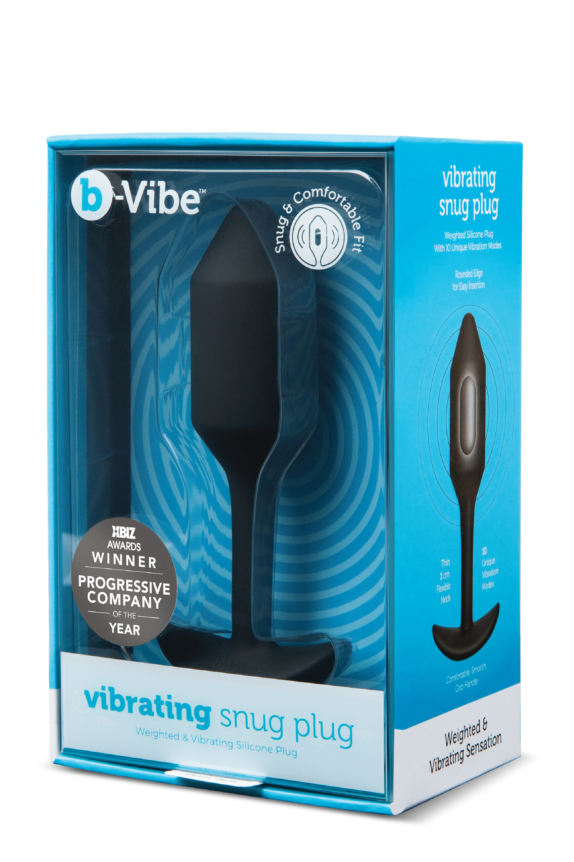 Анальна пробка з вібрацією Snug Plug 2 B-Vibe, силіконова, чорна