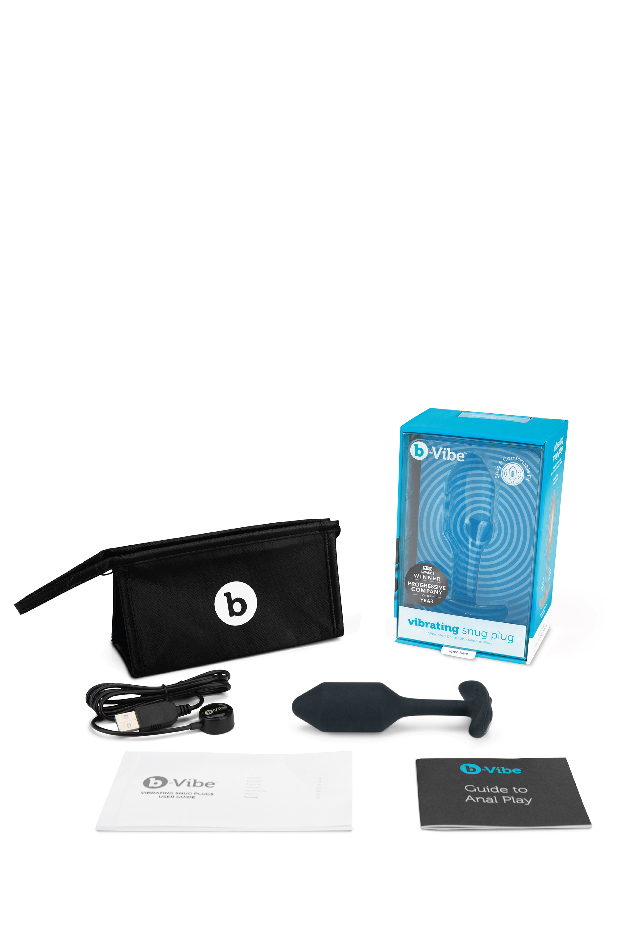 Анальна пробка з вібрацією Snug Plug 2 B-Vibe, силіконова, чорна