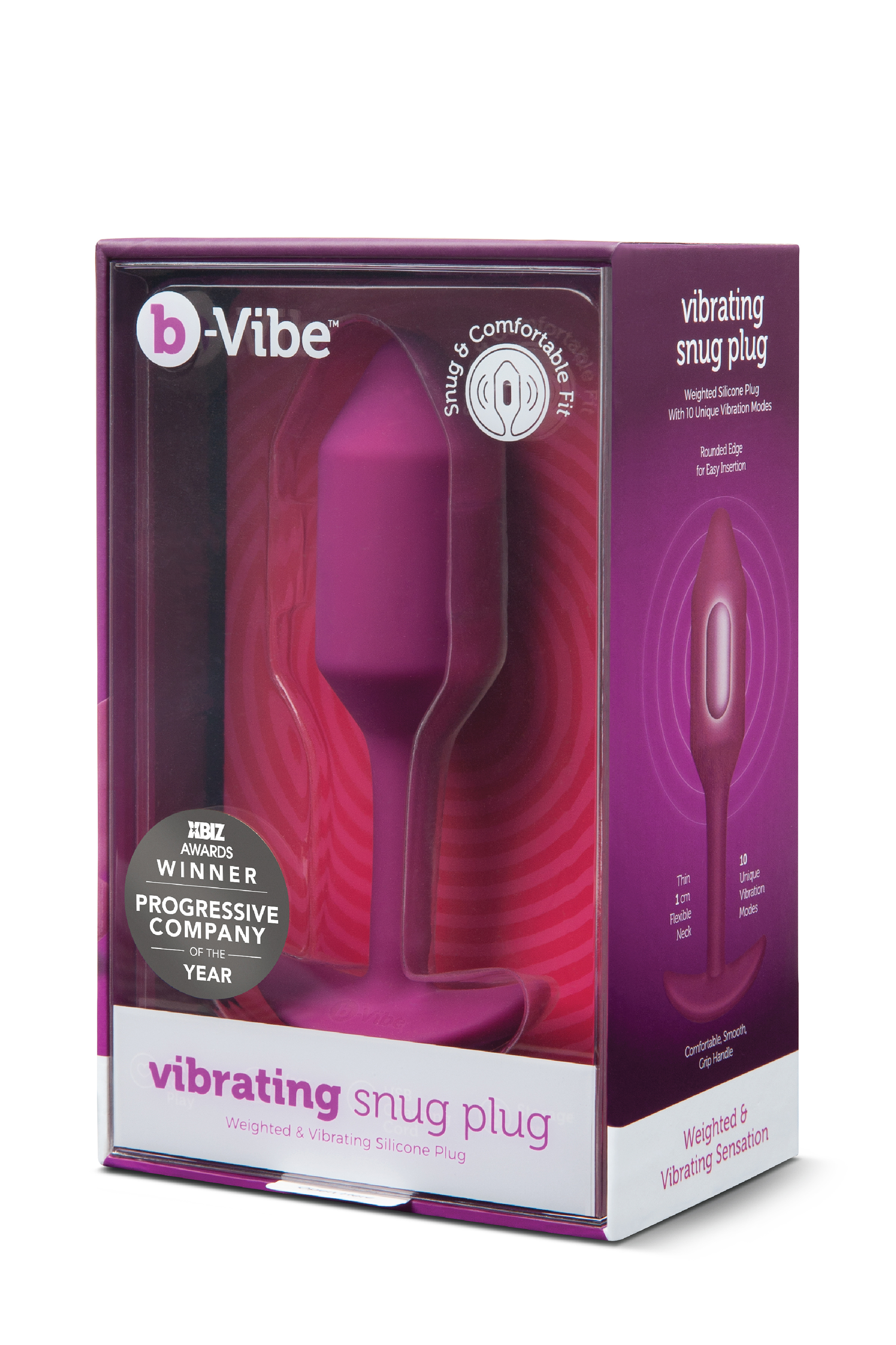 Анальна пробка з вібрацією Snug Plug 2 B-Vibe, силіконова, рожева