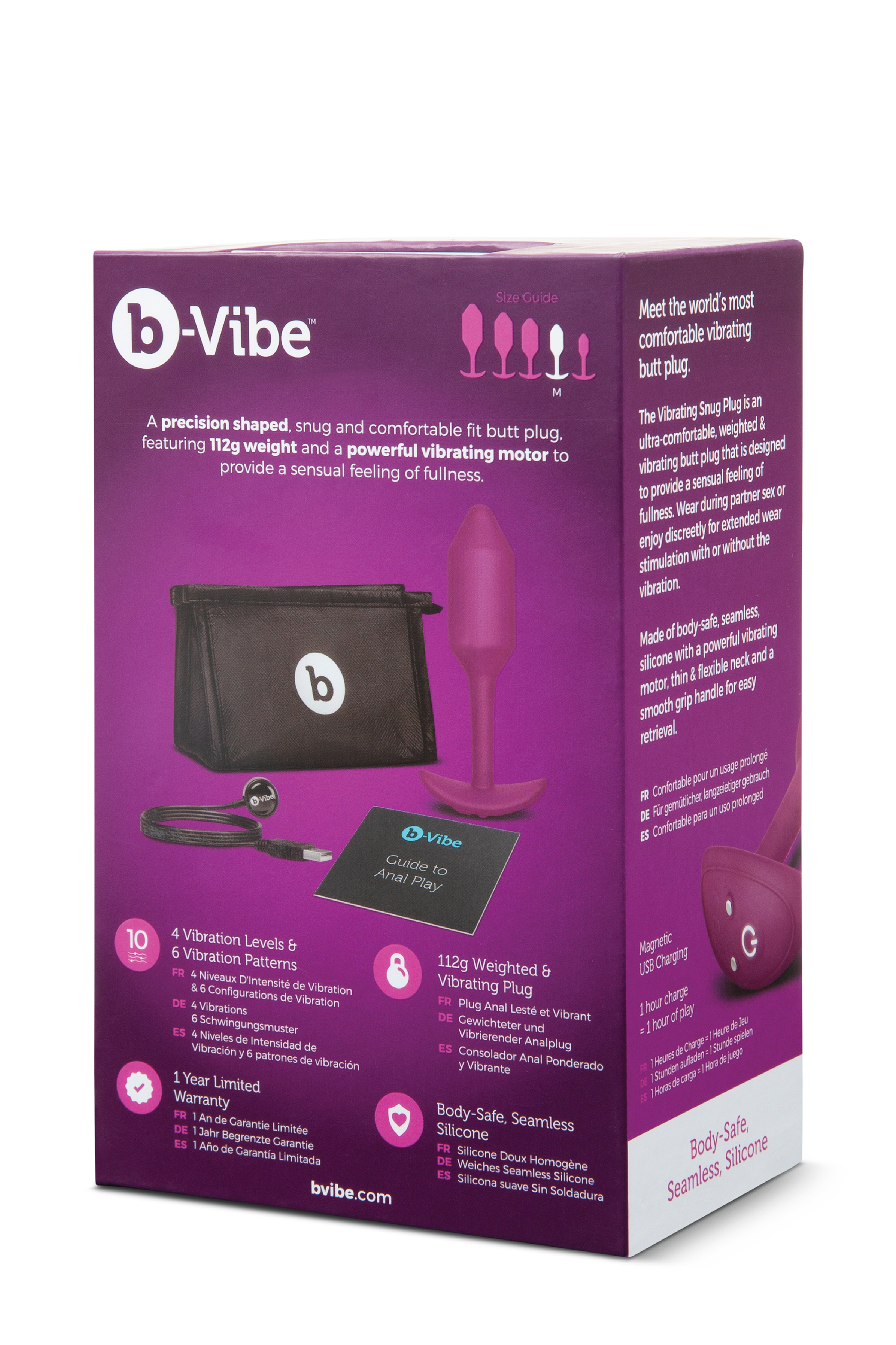 Анальна пробка з вібрацією Snug Plug 2 B-Vibe, силіконова, рожева