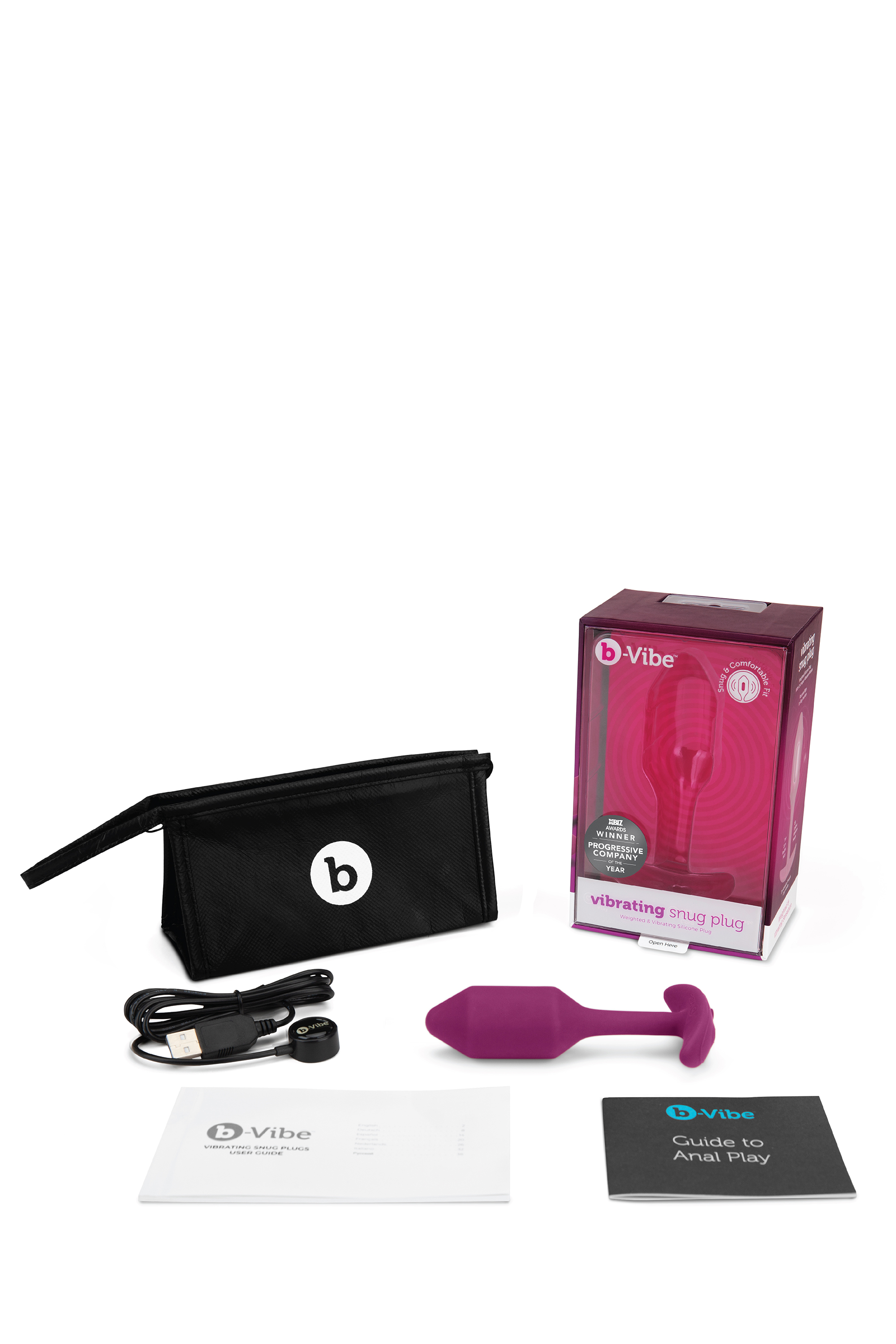 Анальна пробка з вібрацією Snug Plug 2 B-Vibe, силіконова, рожева
