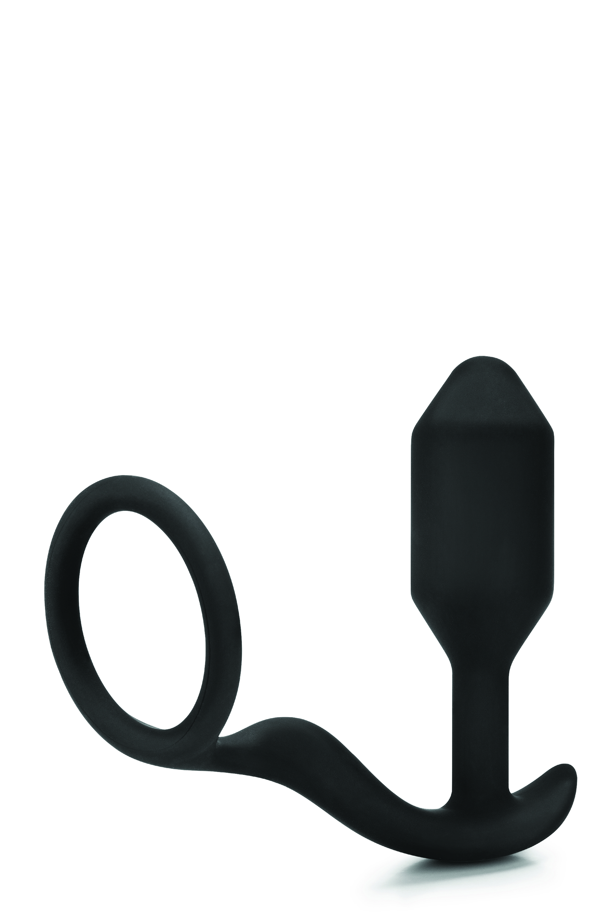 Анальна пробка з ерекційним кільцем Snug & Tug B-Vibe, силіконова, чорна
