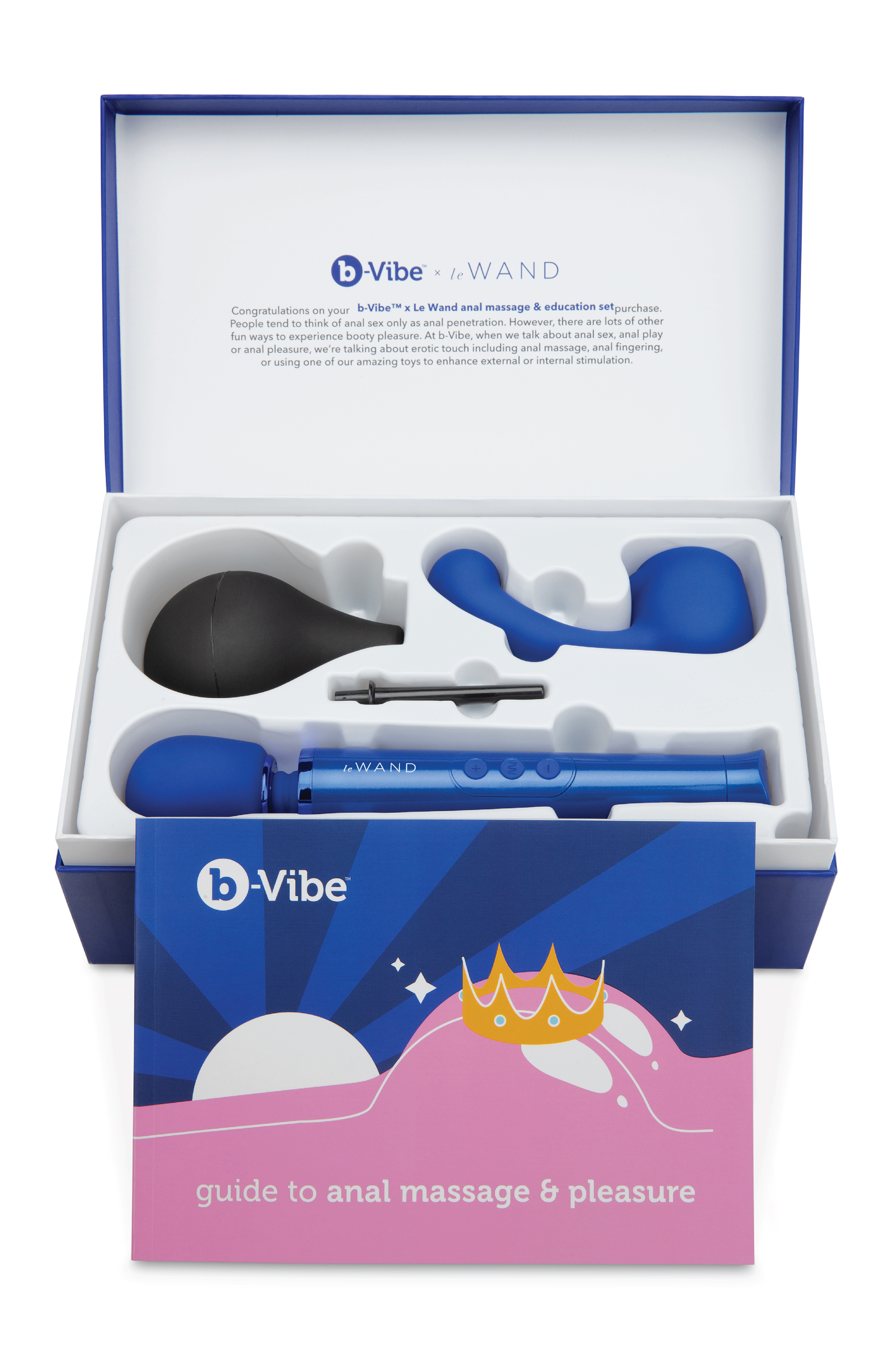 Набір анальних іграшок з 10 предметів B-Vibe х Le Wand Massage & Education синій