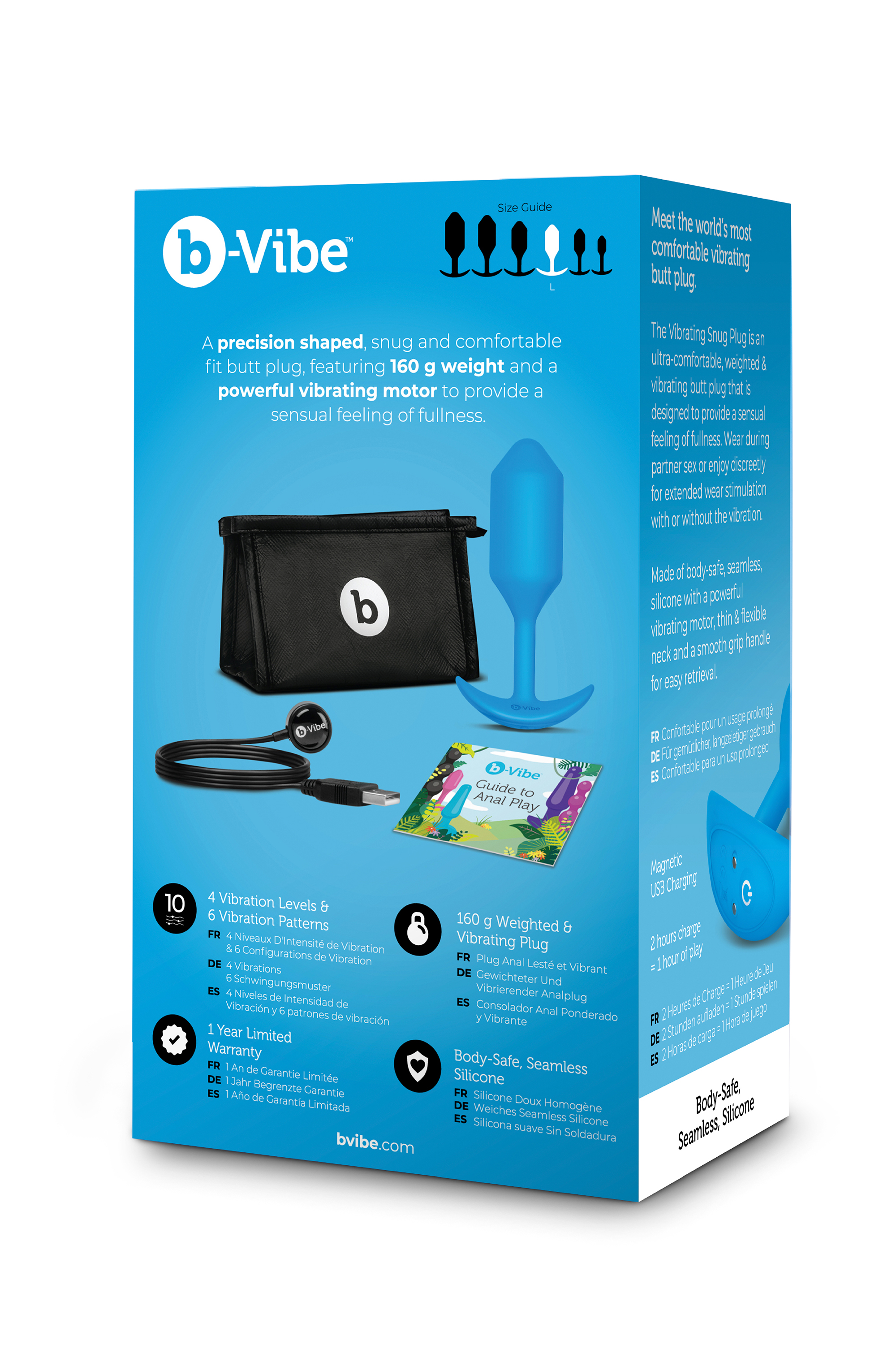 Анальна пробка з вібрацією b-Vibe VIBRATING SNUG PLUG розмір L, синя