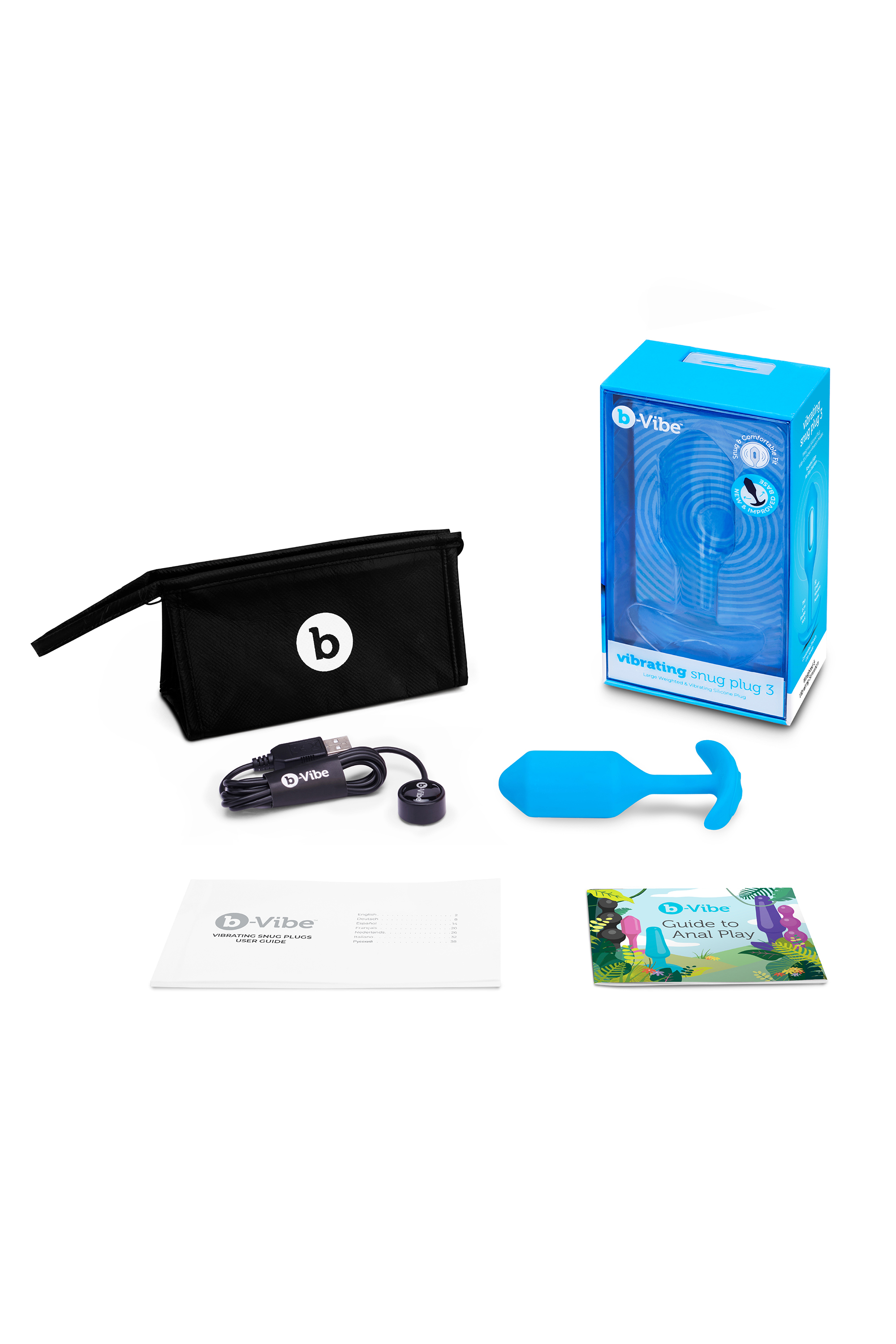 Анальна пробка з вібрацією b-Vibe VIBRATING SNUG PLUG розмір L, синя