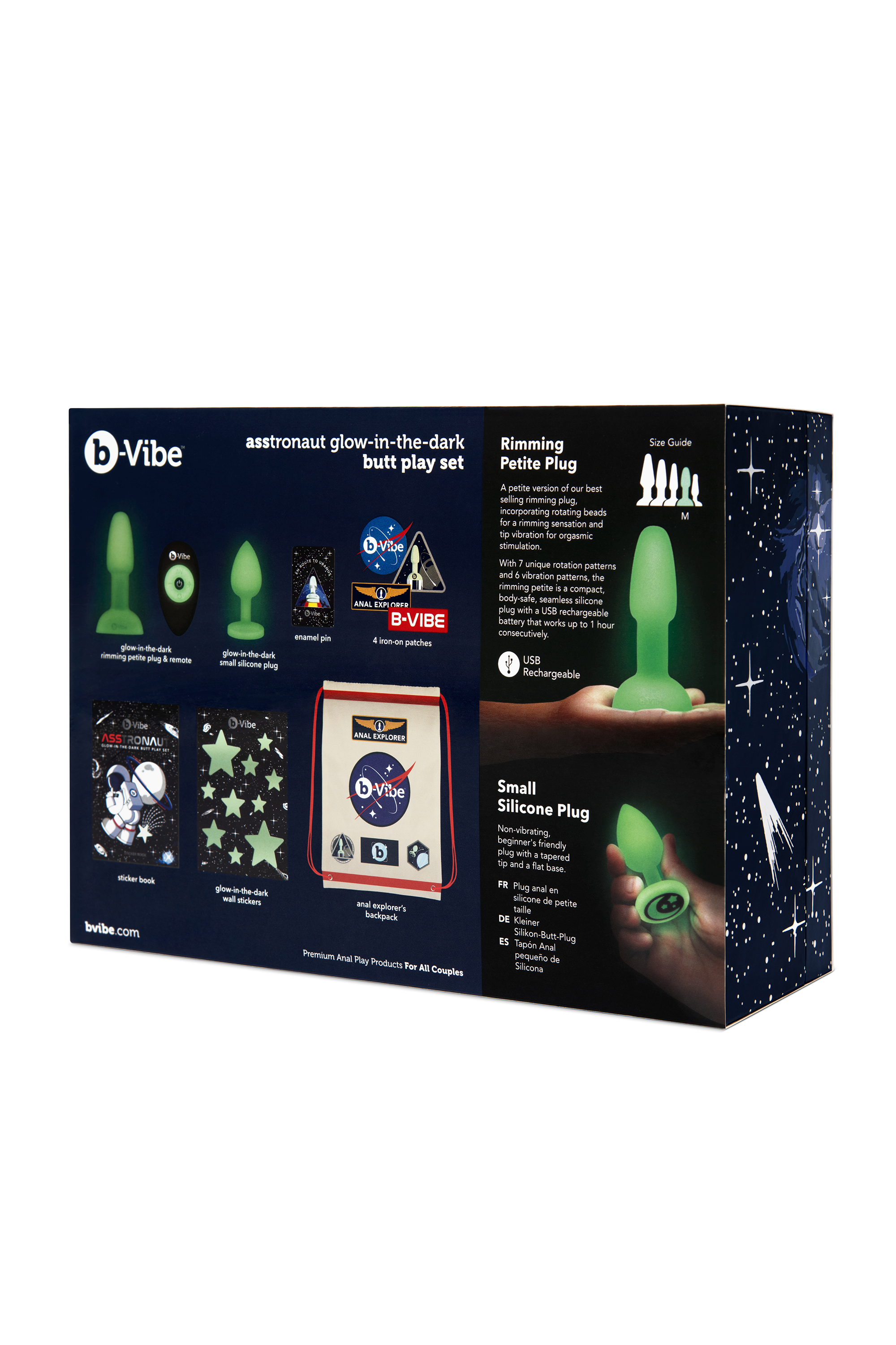Набор анальных игрушек из 10 предметов B-Vibe АССТРОНАВТ СВЕТЯЩАЯСЯ В ТЕМНОТЕ