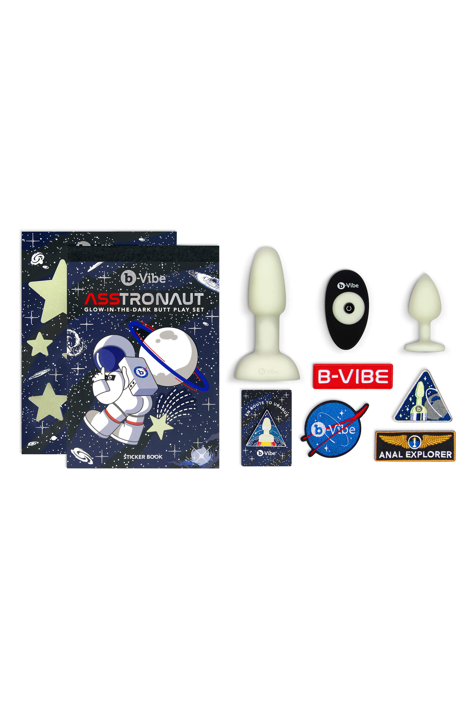 Набор анальных игрушек из 10 предметов B-Vibe АССТРОНАВТ СВЕТЯЩАЯСЯ В ТЕМНОТЕ