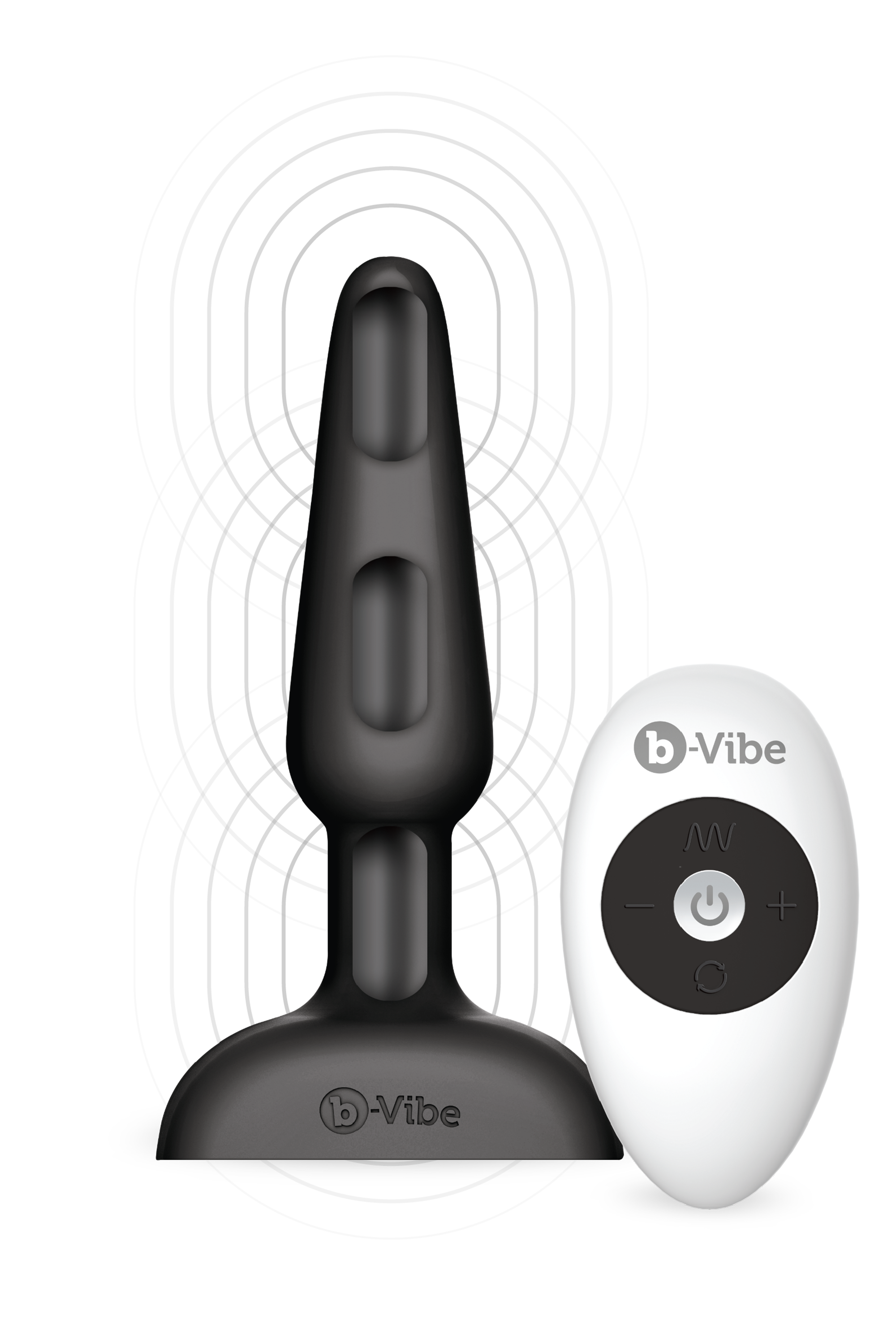 Анальная пробка с 3 моторами B-Vibe - Trio Remote Control Butt, черная