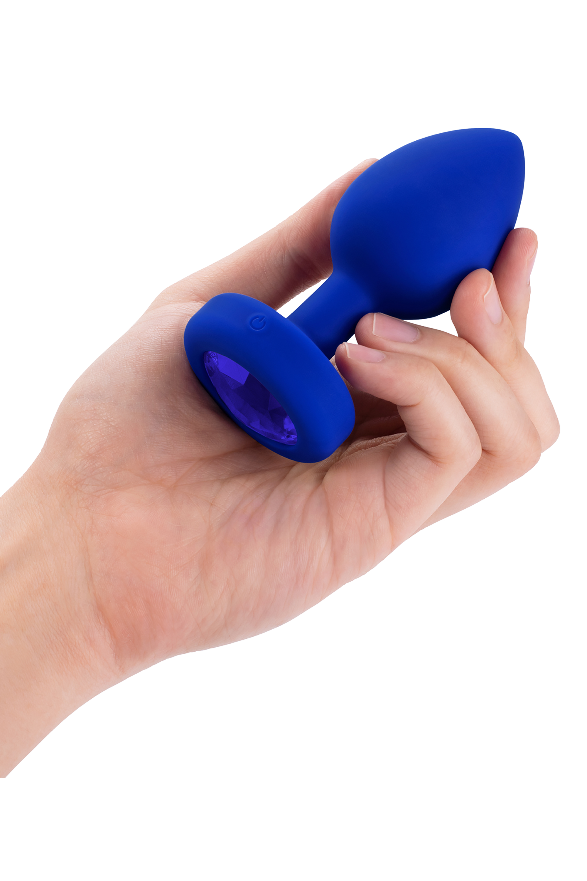 Анальная пробка с камнем и с вибрацией L/XL B-Vibe с дистанционным пультом управления, синяя