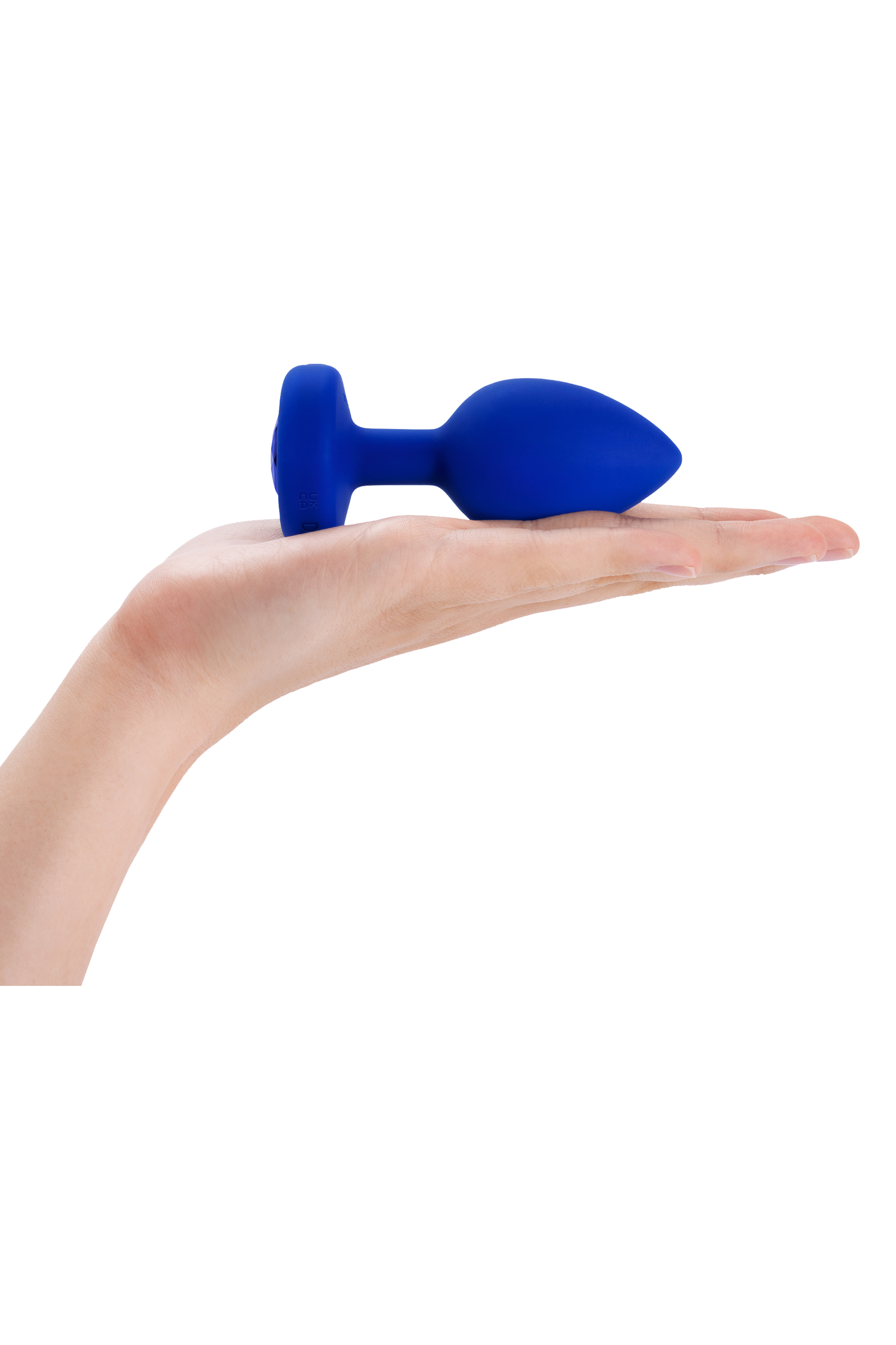 Анальная пробка с камнем и с вибрацией L/XL B-Vibe с дистанционным пультом управления, синяя