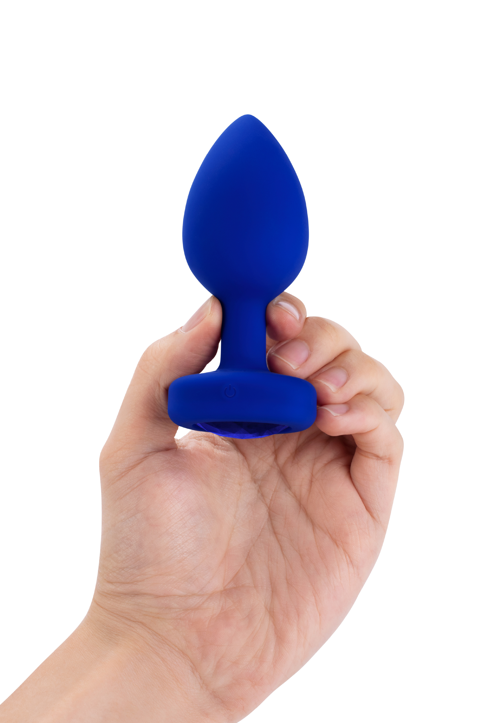 Анальная пробка с камнем и с вибрацией L/XL B-Vibe с дистанционным пультом управления, синяя