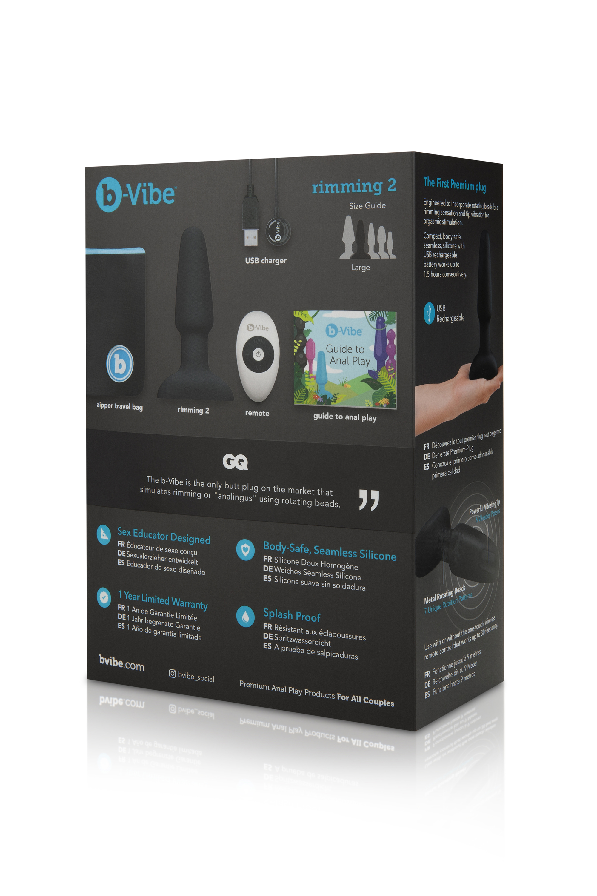 Анальна пробка з вібрацією та пультом керування B-VIBE RIMMING PLUG 2, чорна