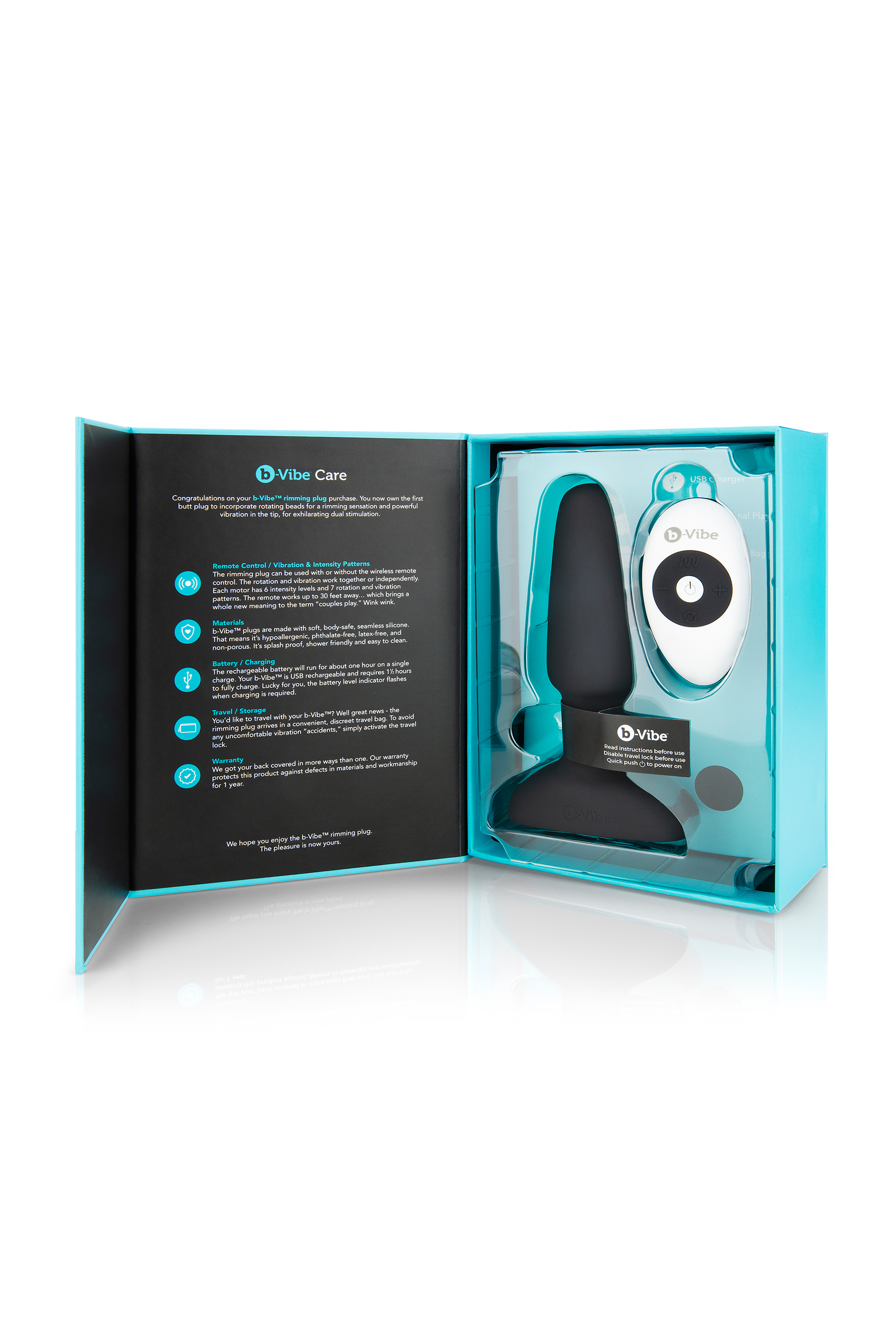 Анальна пробка з вібрацією та пультом керування B-VIBE RIMMING PLUG 2, чорна