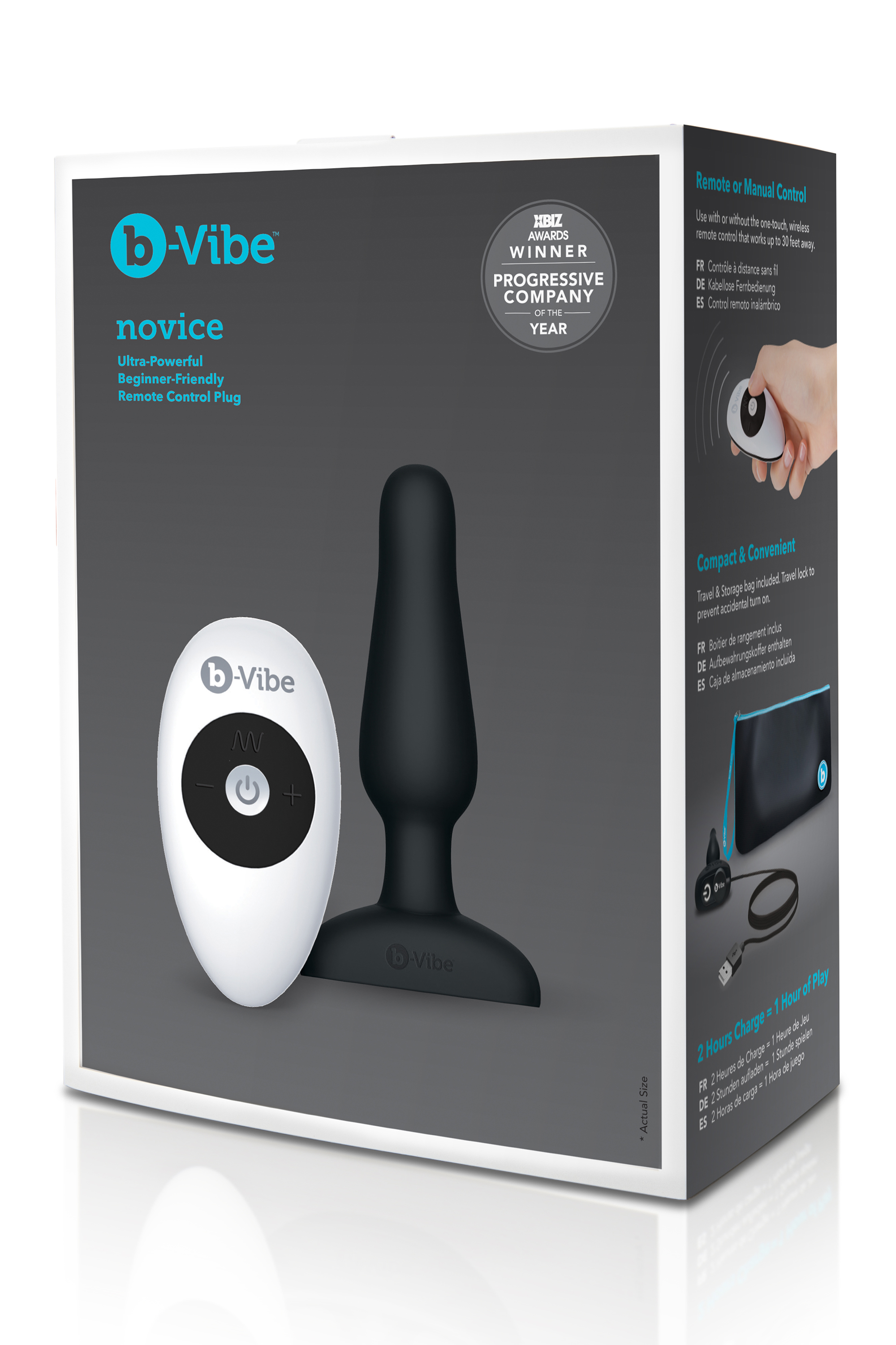 Анальна пробка з вібрацією та пультом B-Vibe Novice Plug, чорна