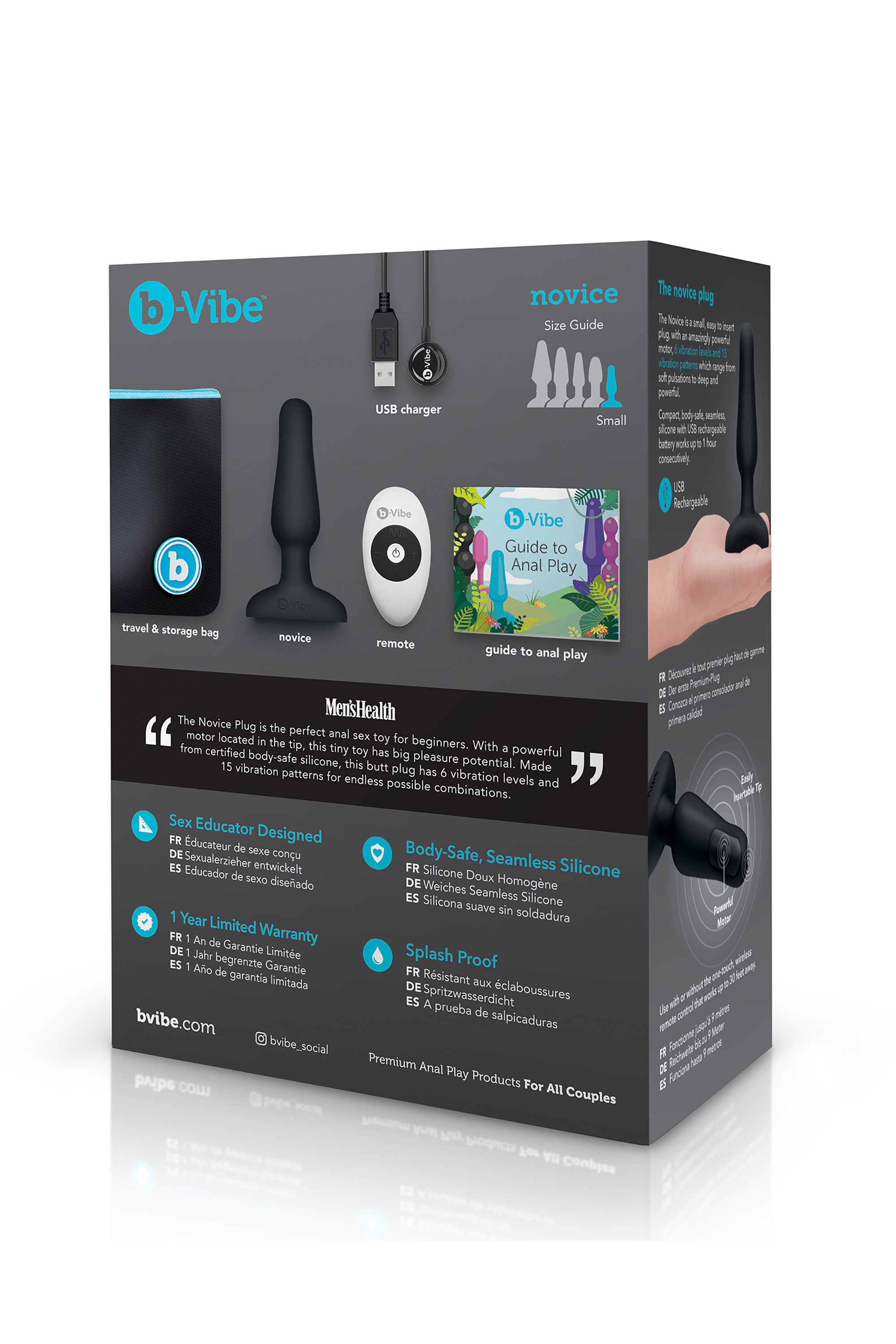 Анальна пробка з вібрацією та пультом B-Vibe Novice Plug, чорна