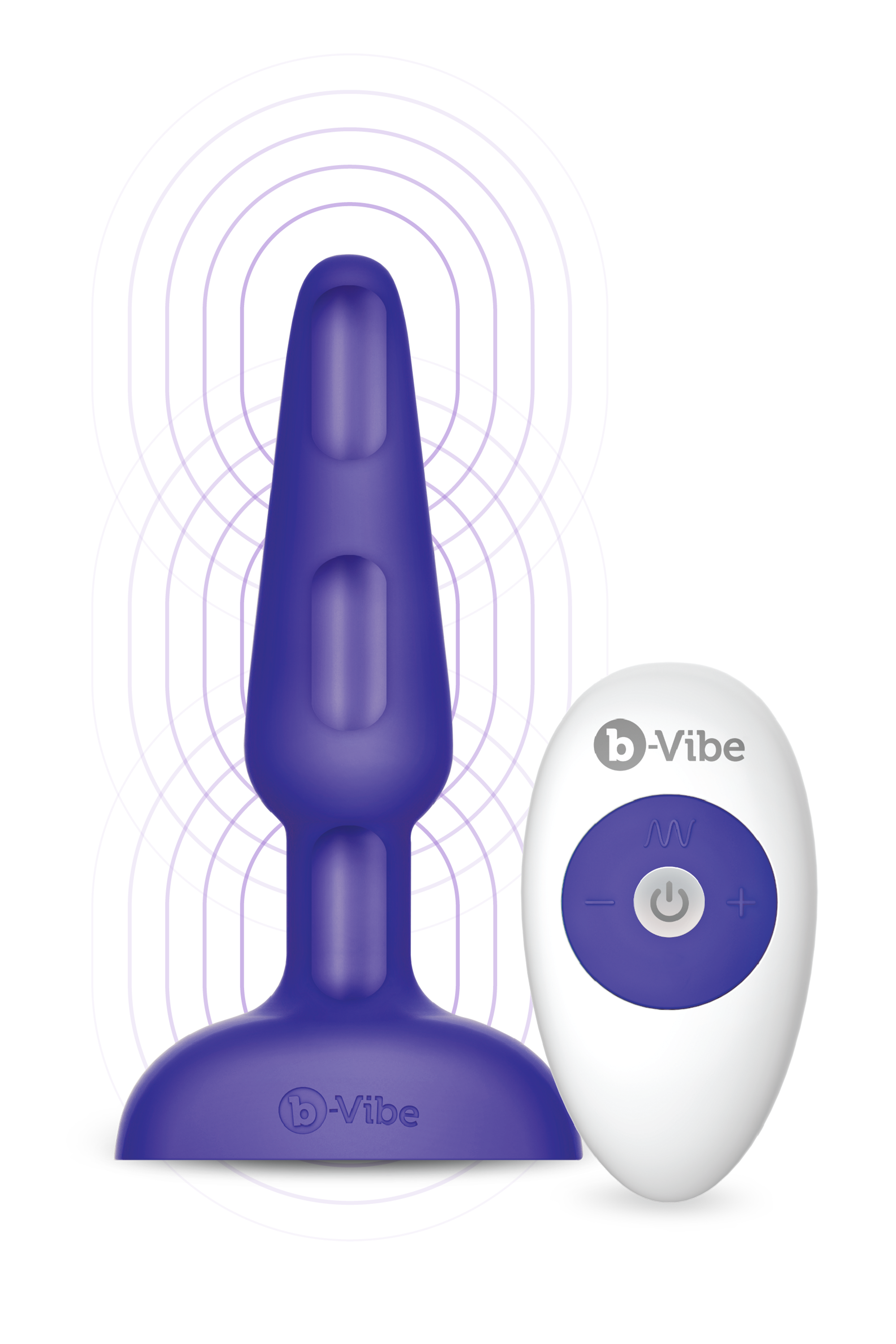 Анальна пробка з риммінг ефектом та пультом B-VIBE RIMMING PETITE, фіолетова