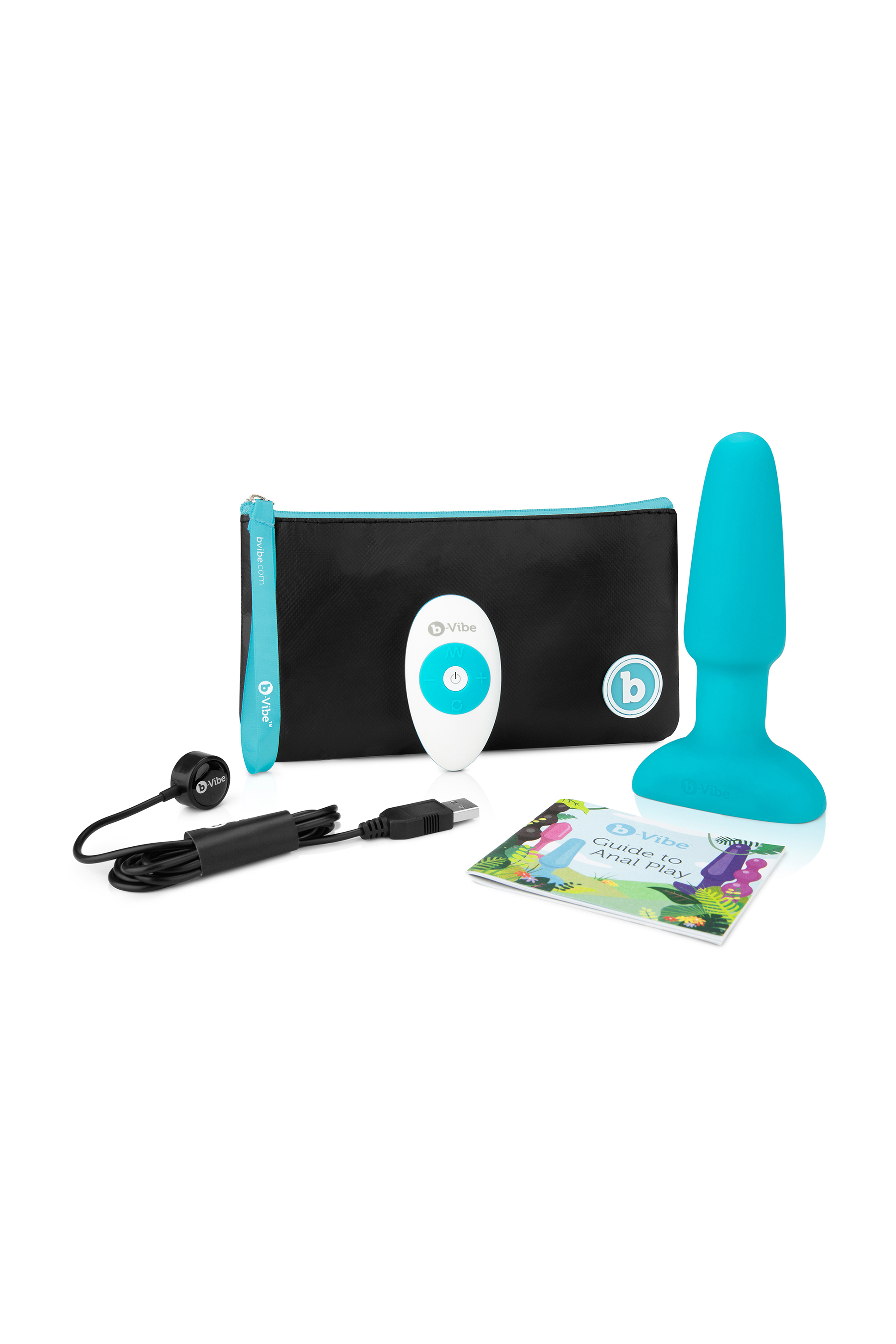 Анальна пробка з вібрацією та імітацією риммінгу b-Vibe Rimming Plug 2, блакитна