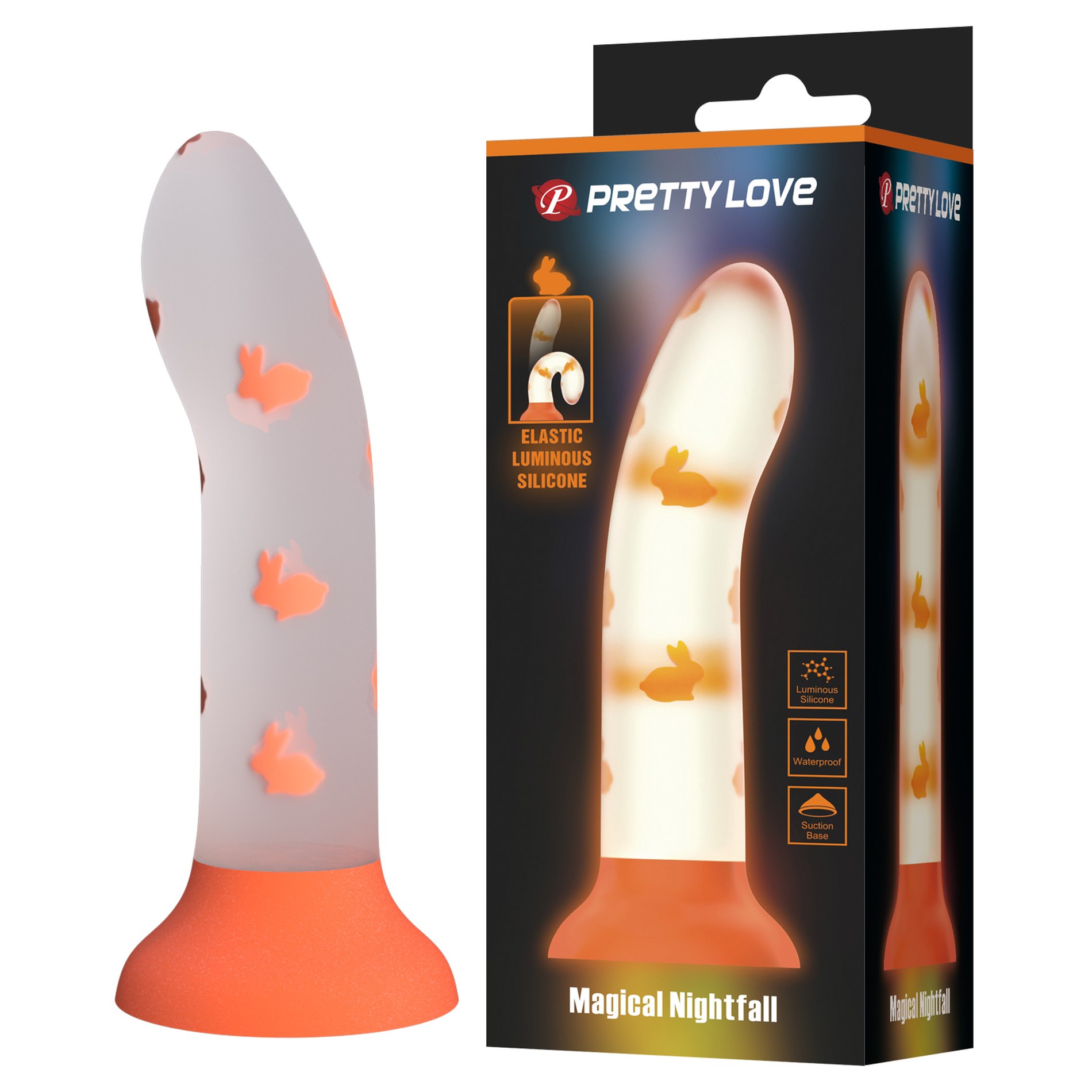 Фалоімітатор на присосці Pretty Love Magical Nightfall, що світиться у темряві, 17 х 3.3