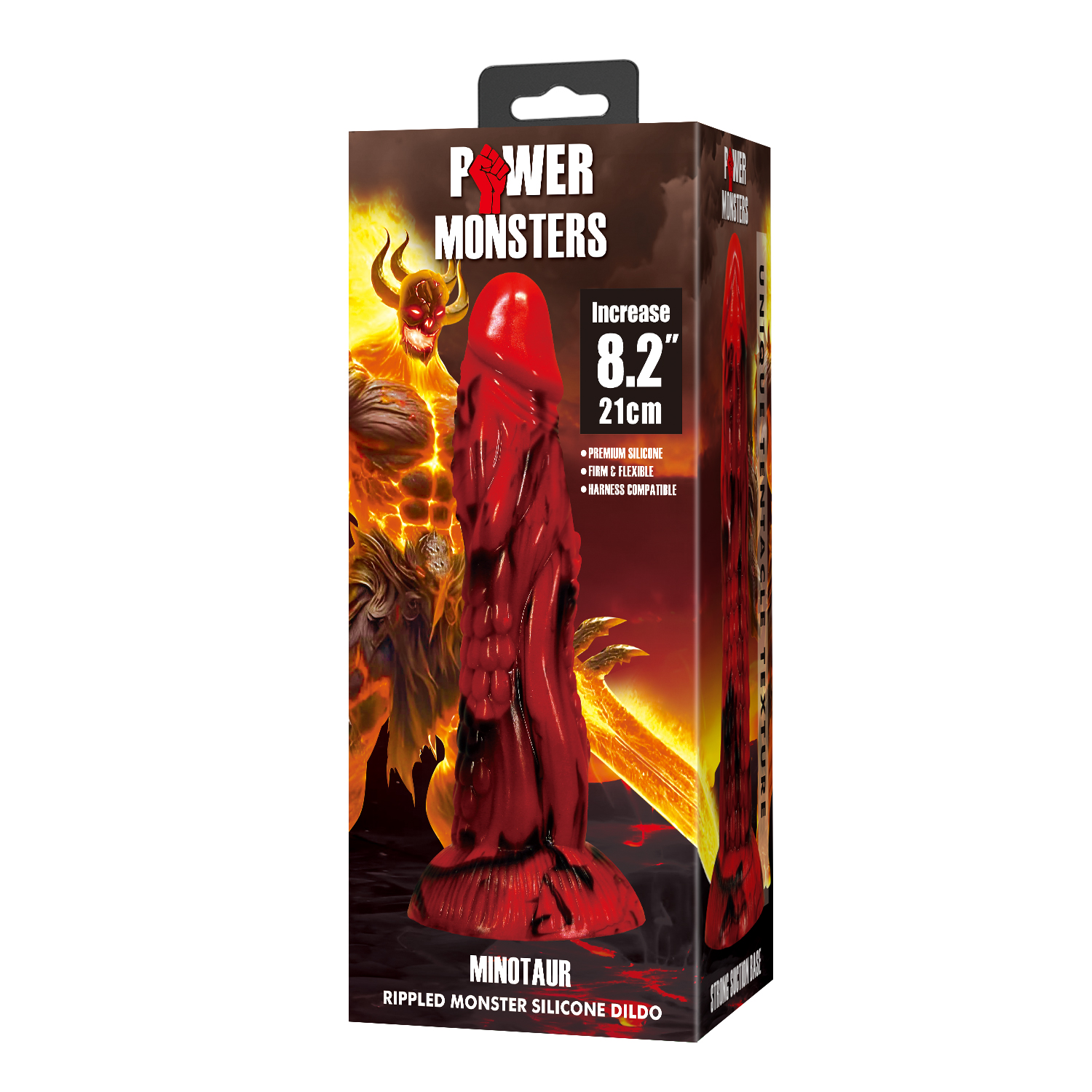 Фалоімітатор силіконовий Power Monsters Minotaur на присоску, червоний, 21 см