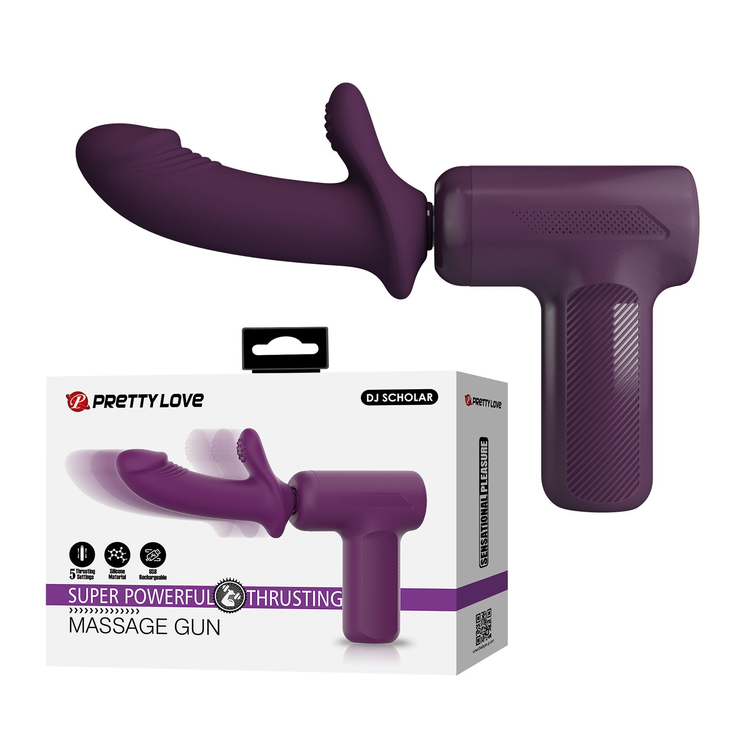 Вібромасажер пістолет Dj Doctor Massage Gun бузковий, 13.6 х 3.9 см