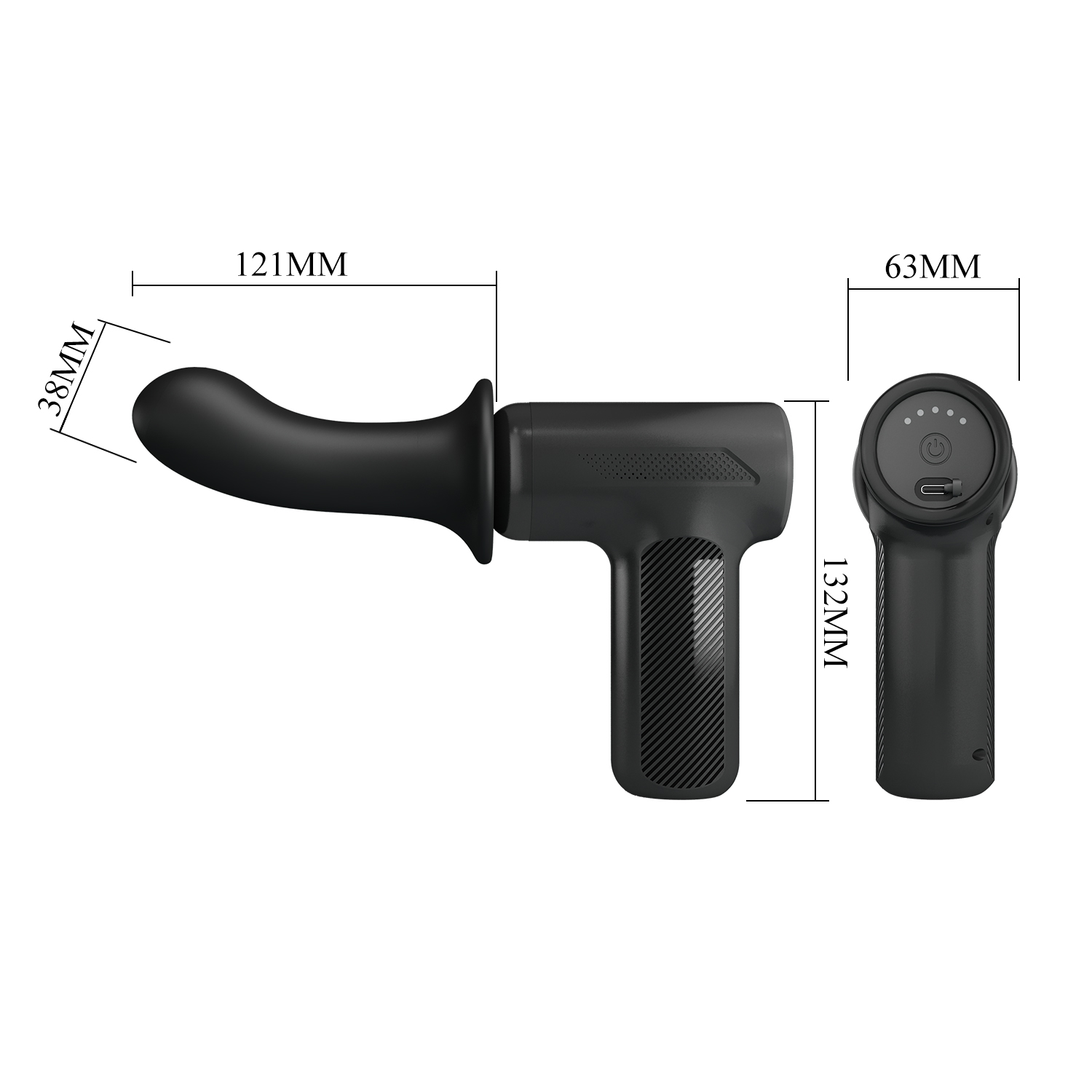 Вібромасажер пістолет Dj Doctor Massage Gun чорний, 12.1 х 3.8