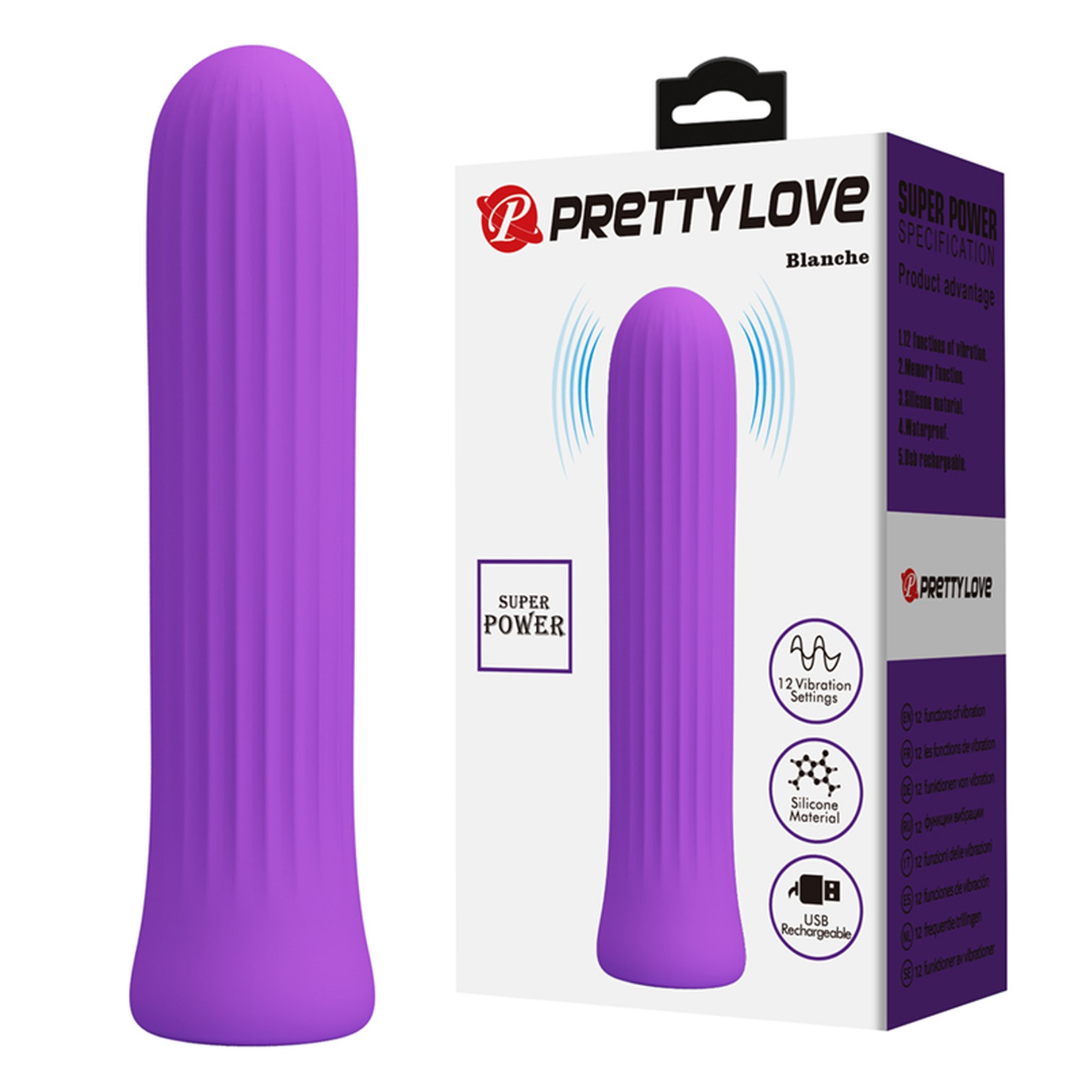 Міні-вібратор PRETTY LOVE Blanche фіолетовий, 10 х 2 см