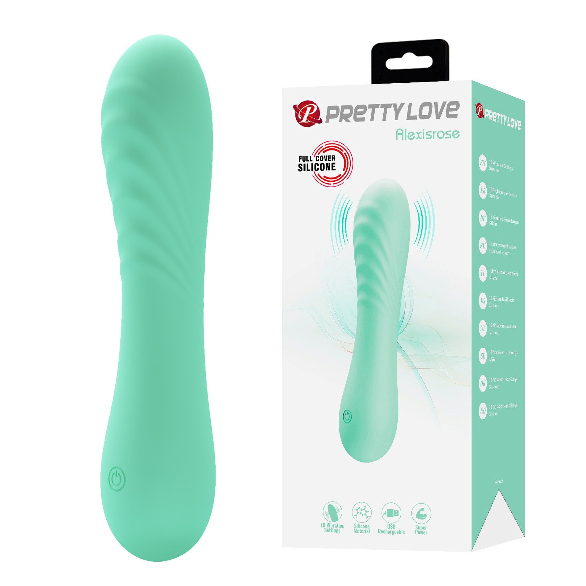 Вібратор PRETTY LOVE Alexisrose, зелений, 15 х 3.1 см