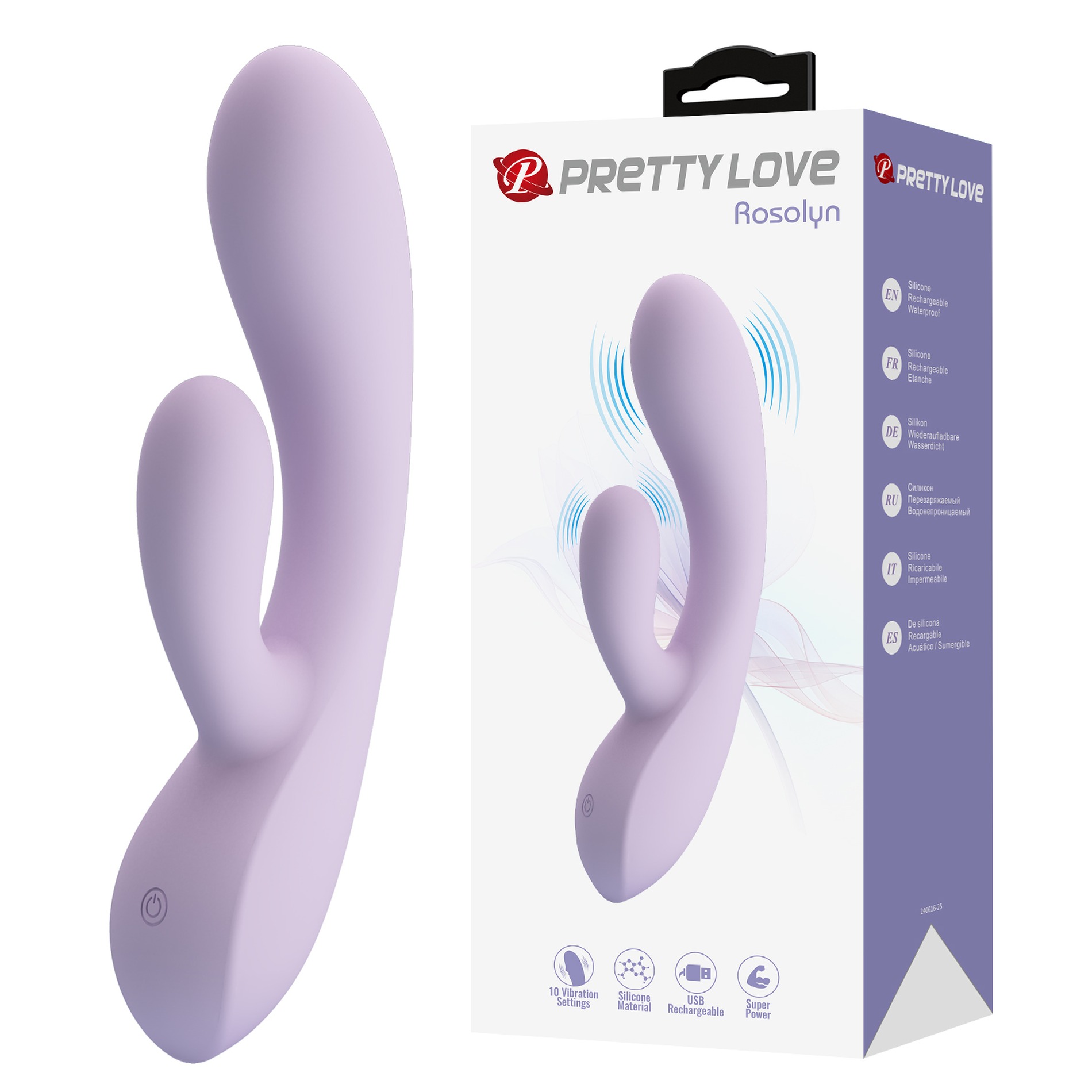 Вибратор-кролик Pretty Love Rosolyn фиолетовый, 19 х 3.6 см