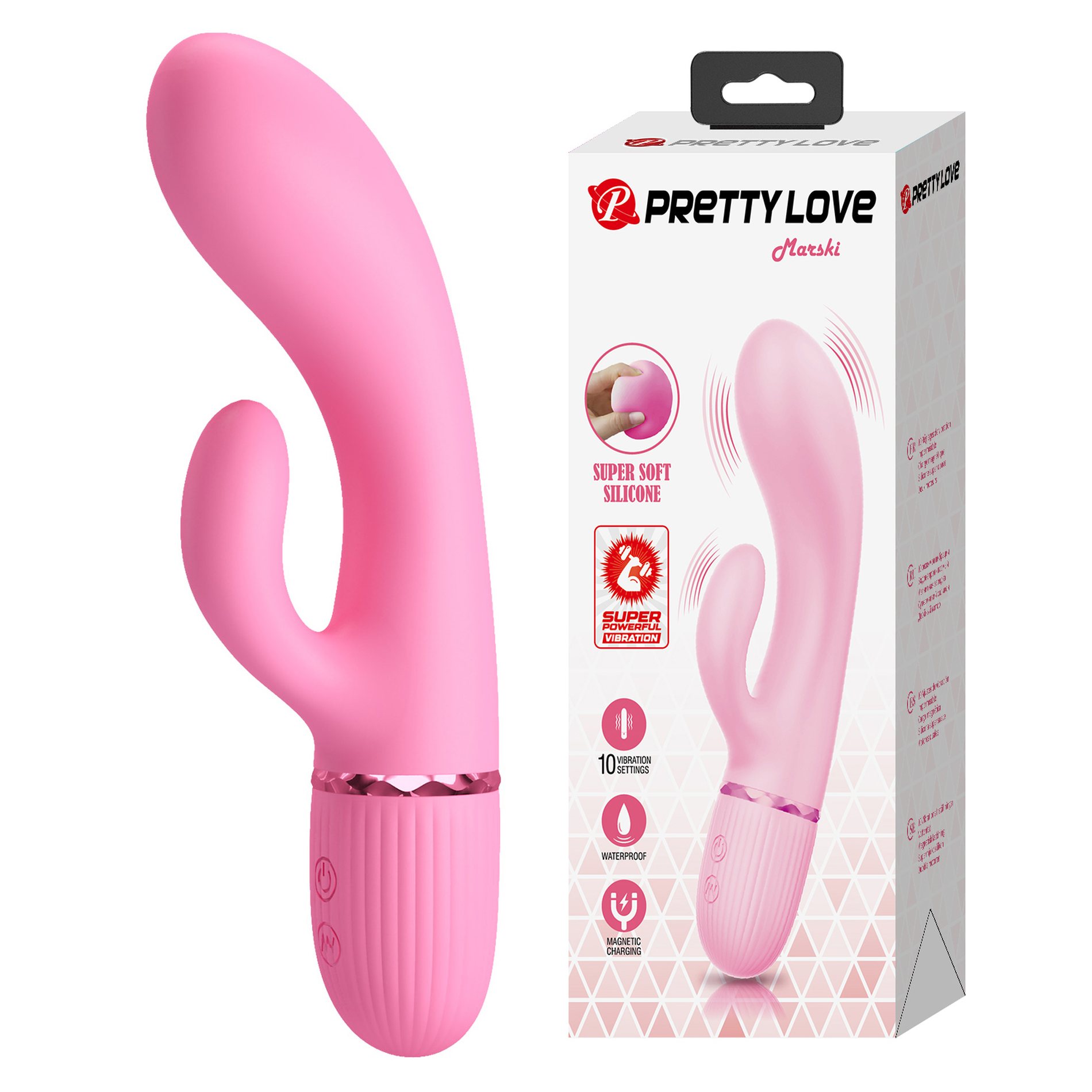 Вібратор-кролик PRETTY LOVE Marski рожевий, 18 х 3.6 см